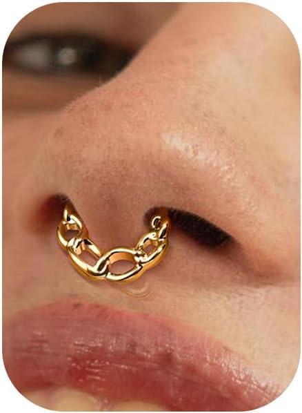 imageBodyBonita Septum Rings 16G 316L Stainless Steel Nose Rings Hoops for Women Septum Piercing Jewelry 8mm 10mmChiansGoldSilver