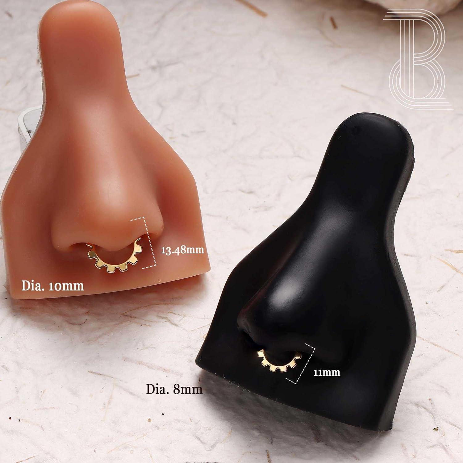 imageBodyBonita Septum Rings 16G 316L Stainless Steel Nose Rings Hoops for Women Septum Piercing Jewelry 8mm 10mmCogwheelGoldSilver