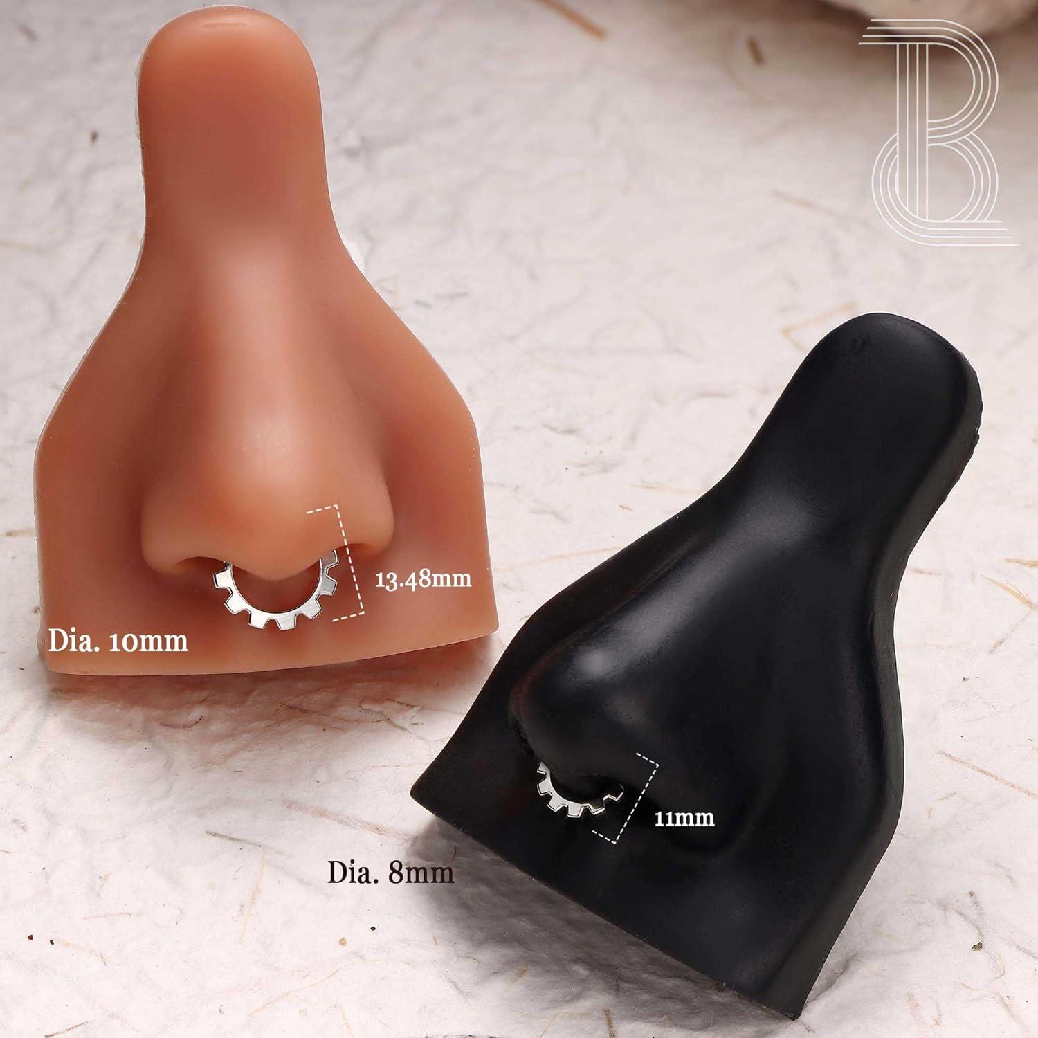 imageBodyBonita Septum Rings 16G 316L Stainless Steel Nose Rings Hoops for Women Septum Piercing Jewelry 8mm 10mmCogwheelGoldSilver