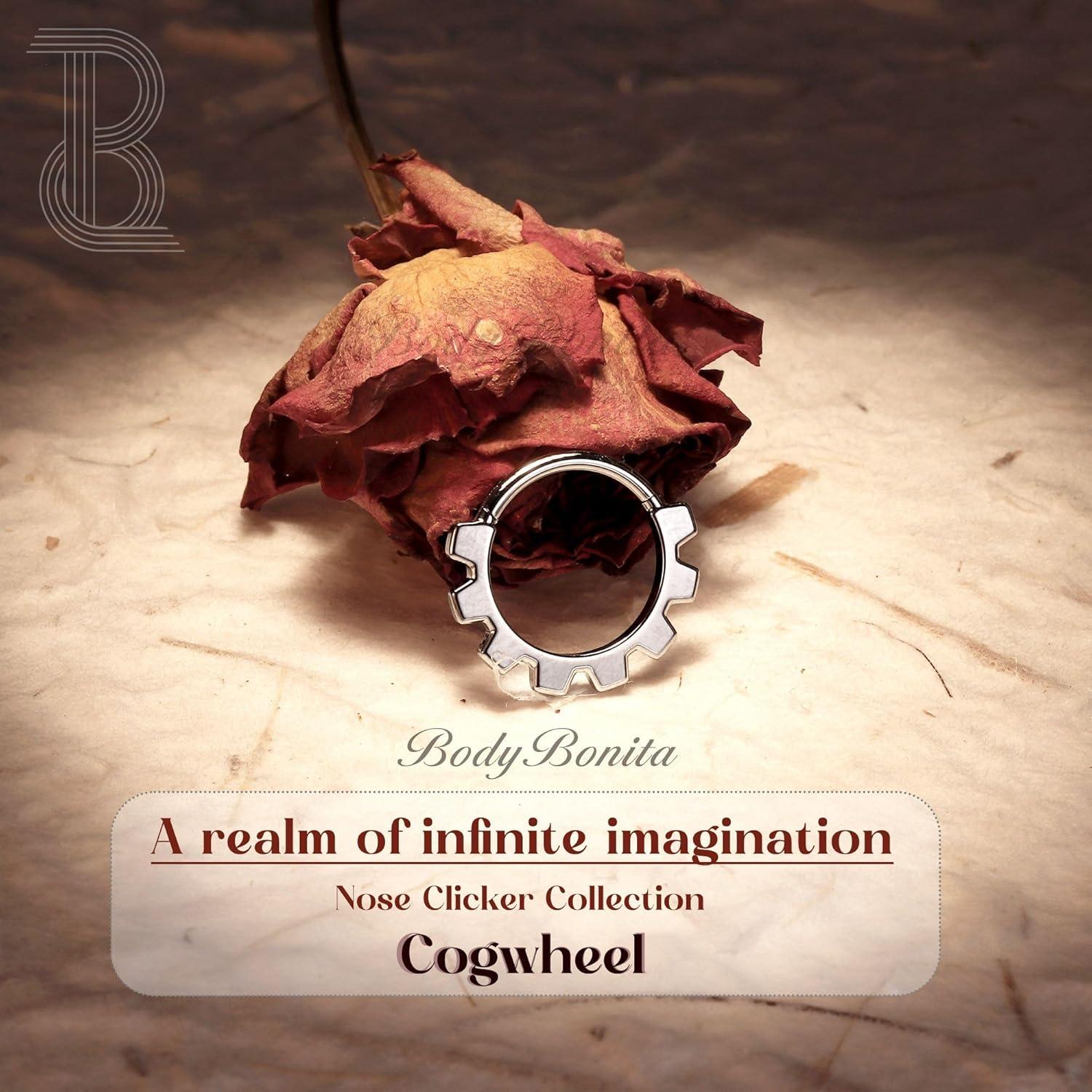 imageBodyBonita Septum Rings 16G 316L Stainless Steel Nose Rings Hoops for Women Septum Piercing Jewelry 8mm 10mmCogwheelGoldSilver