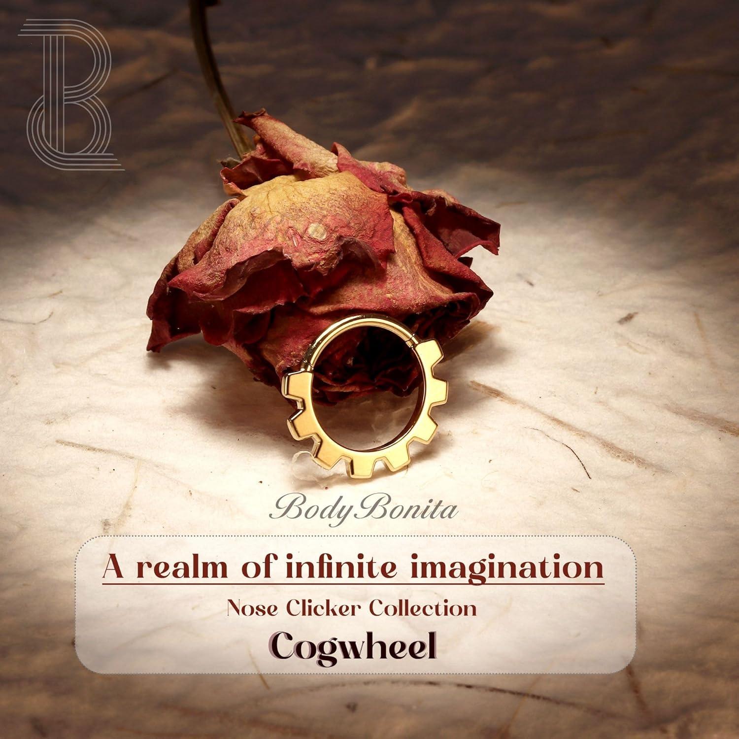 imageBodyBonita Septum Rings 16G 316L Stainless Steel Nose Rings Hoops for Women Septum Piercing Jewelry 8mm 10mmCogwheelGoldSilver