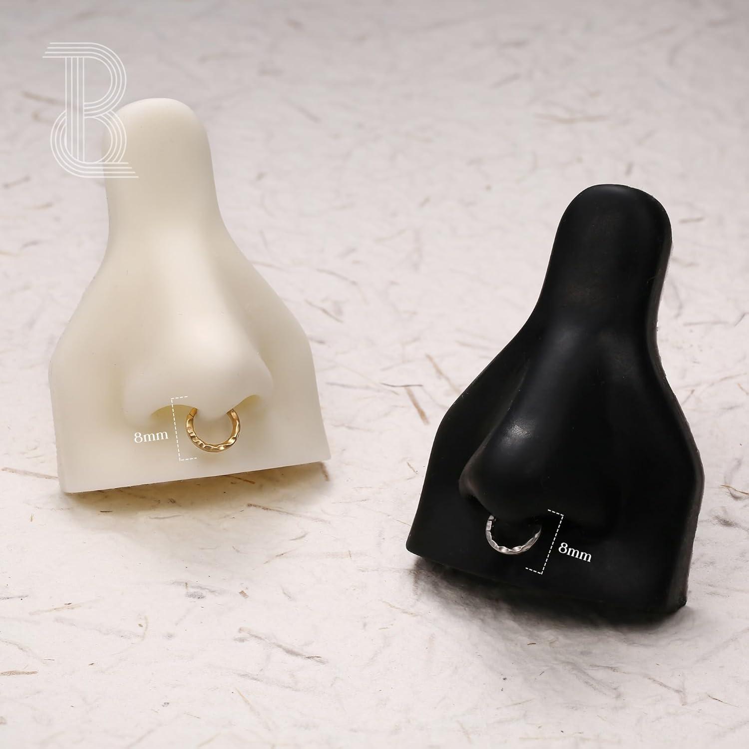 imageBodyBonita Septum Rings 16G 316L Stainless Steel Nose Rings Hoops for Women Septum Piercing Jewelry 8mm 10mmHammered Satin FinishGoldSilver