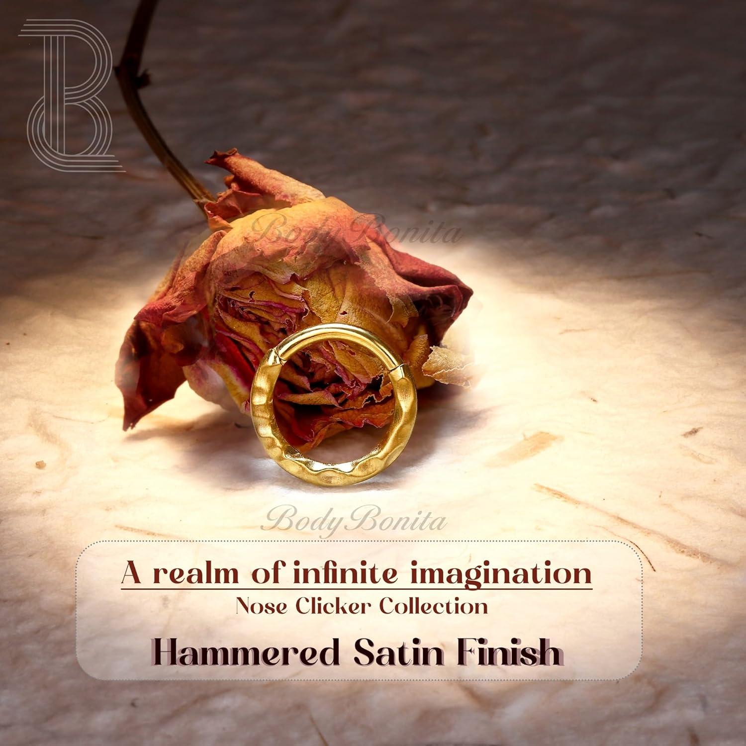 imageBodyBonita Septum Rings 16G 316L Stainless Steel Nose Rings Hoops for Women Septum Piercing Jewelry 8mm 10mmHammered Satin FinishGoldSilver