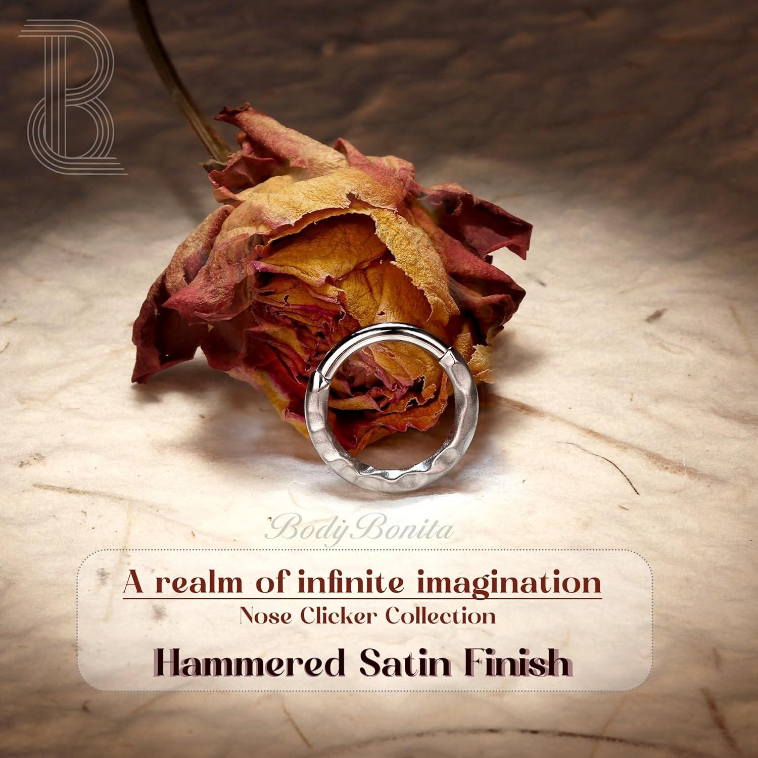 imageBodyBonita Septum Rings 16G 316L Stainless Steel Nose Rings Hoops for Women Septum Piercing Jewelry 8mm 10mmHammered Satin FinishGoldSilver