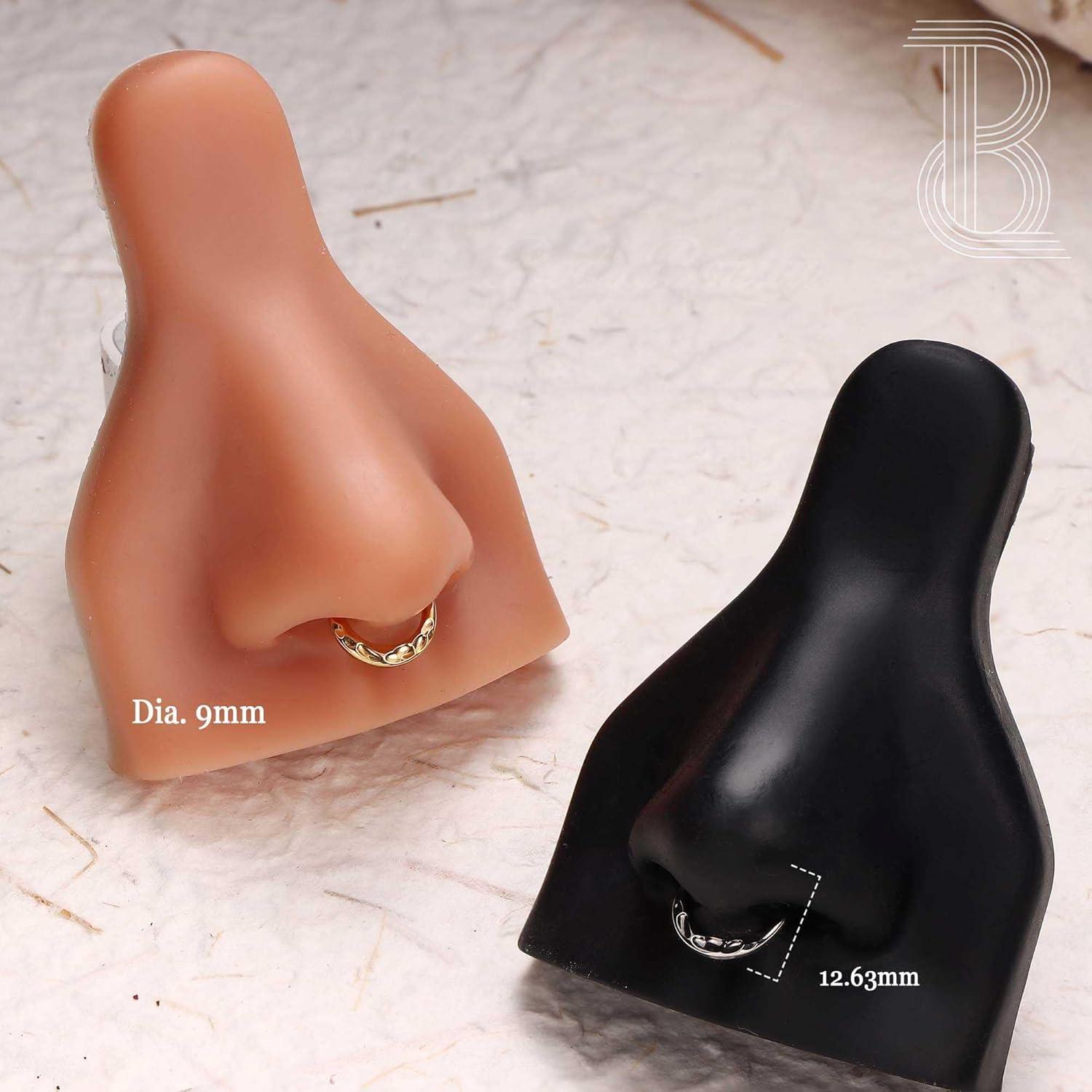 imageBodyBonita Septum Rings 16G 316L Stainless Steel Nose Rings Hoops for Women Septum Piercing Jewelry 8mm 10mmHammeredGoldSilver