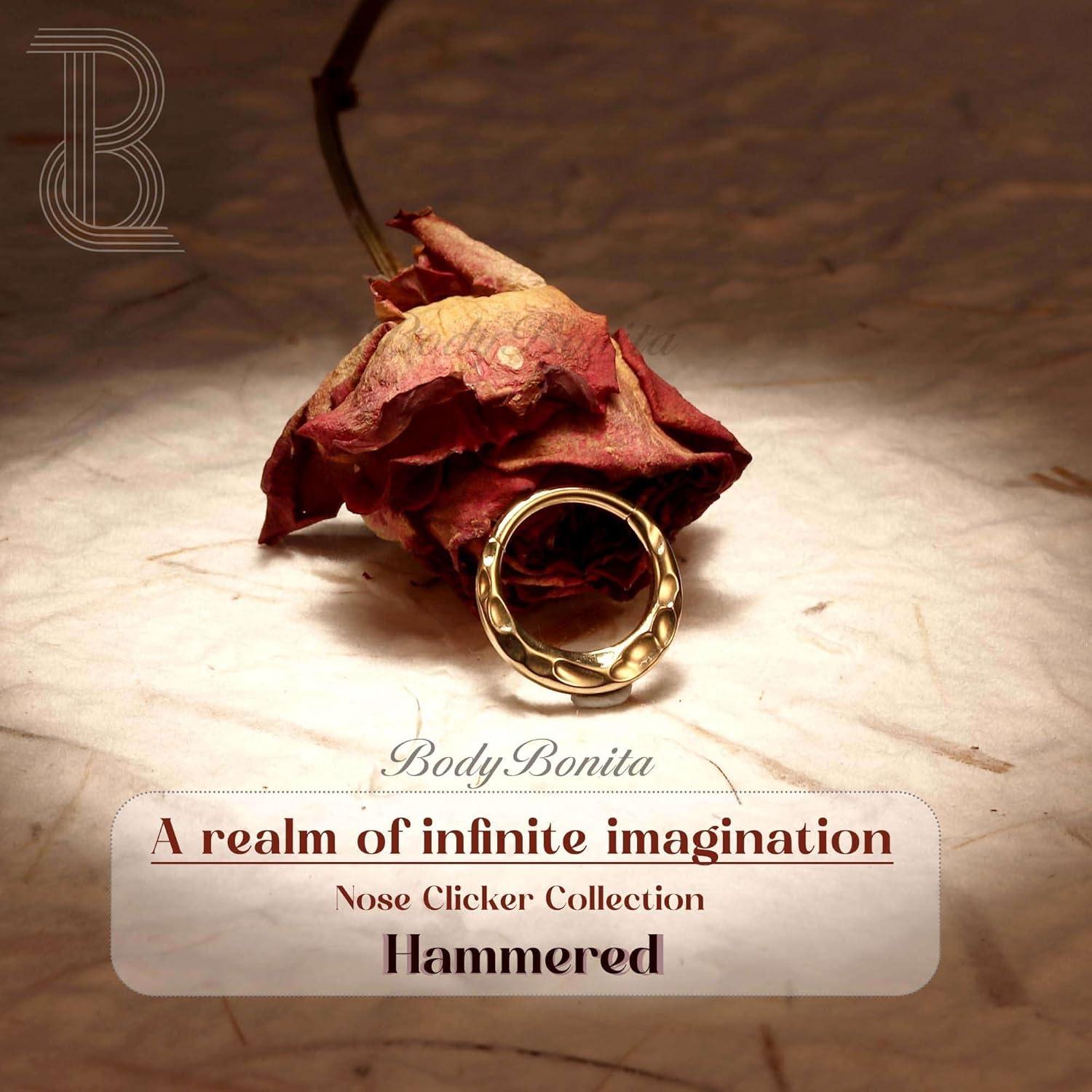 imageBodyBonita Septum Rings 16G 316L Stainless Steel Nose Rings Hoops for Women Septum Piercing Jewelry 8mm 10mmHammeredGoldSilver