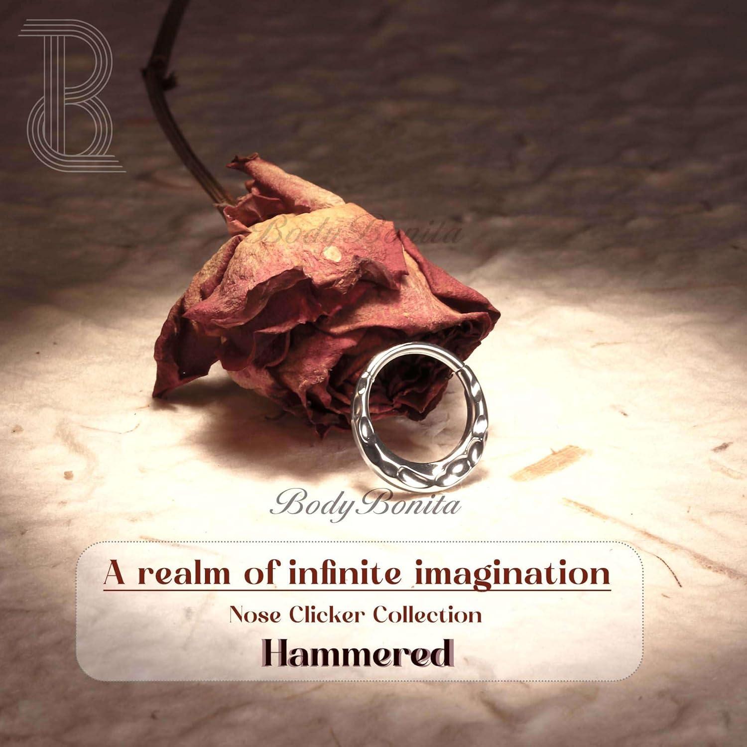 imageBodyBonita Septum Rings 16G 316L Stainless Steel Nose Rings Hoops for Women Septum Piercing Jewelry 8mm 10mmHammeredGoldSilver