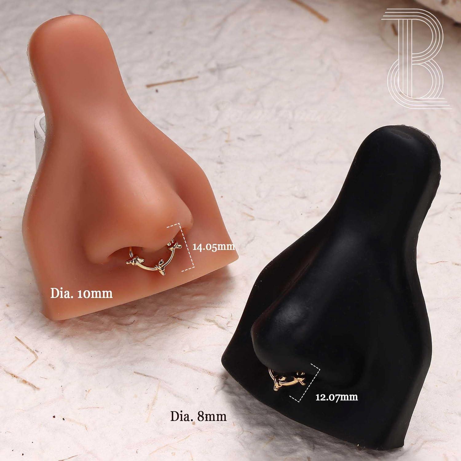 imageBodyBonita Septum Rings 16G 316L Stainless Steel Nose Rings Hoops for Women Septum Piercing Jewelry 8mm 10mmIntertwinedGoldSilver