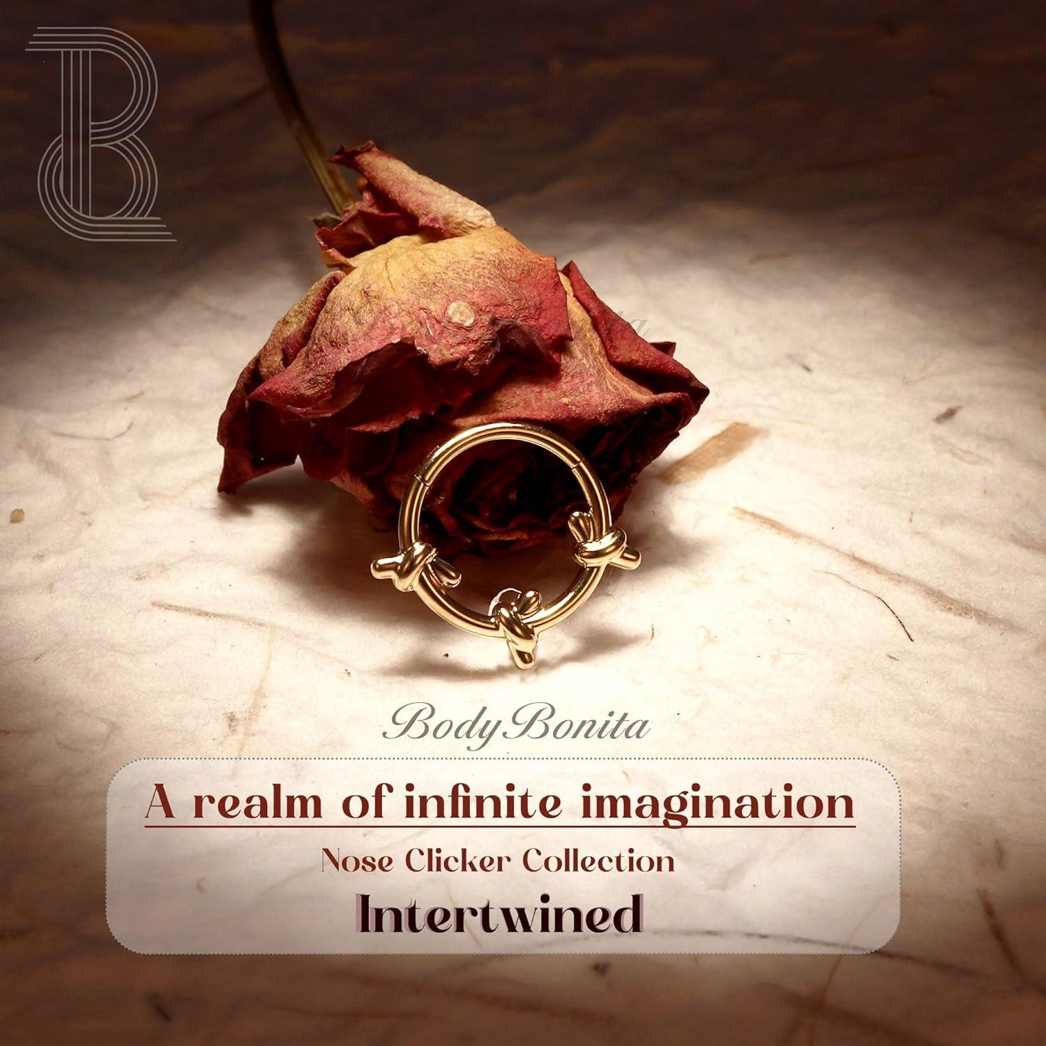 imageBodyBonita Septum Rings 16G 316L Stainless Steel Nose Rings Hoops for Women Septum Piercing Jewelry 8mm 10mmIntertwinedGoldSilver