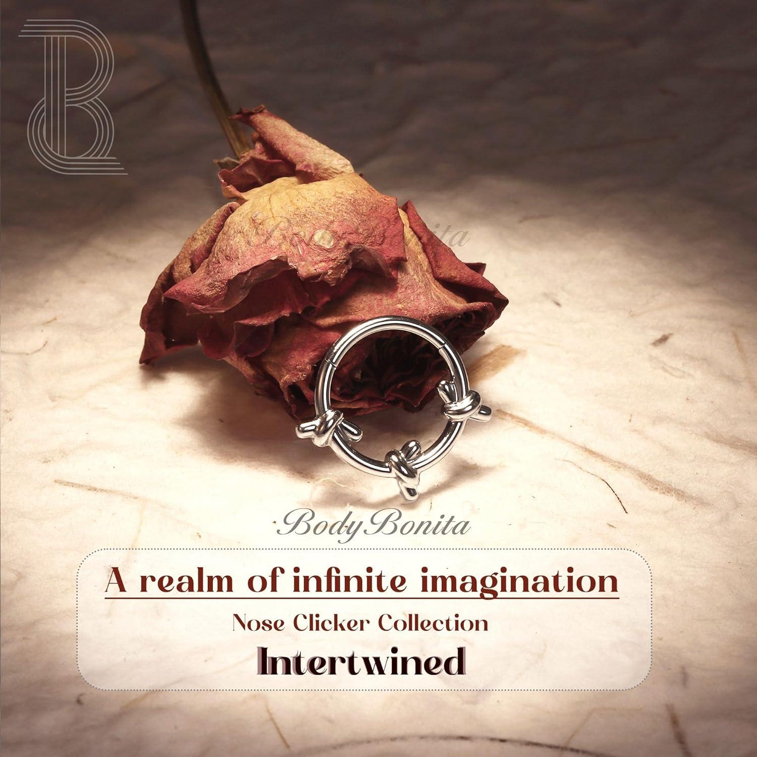 imageBodyBonita Septum Rings 16G 316L Stainless Steel Nose Rings Hoops for Women Septum Piercing Jewelry 8mm 10mmIntertwinedGoldSilver