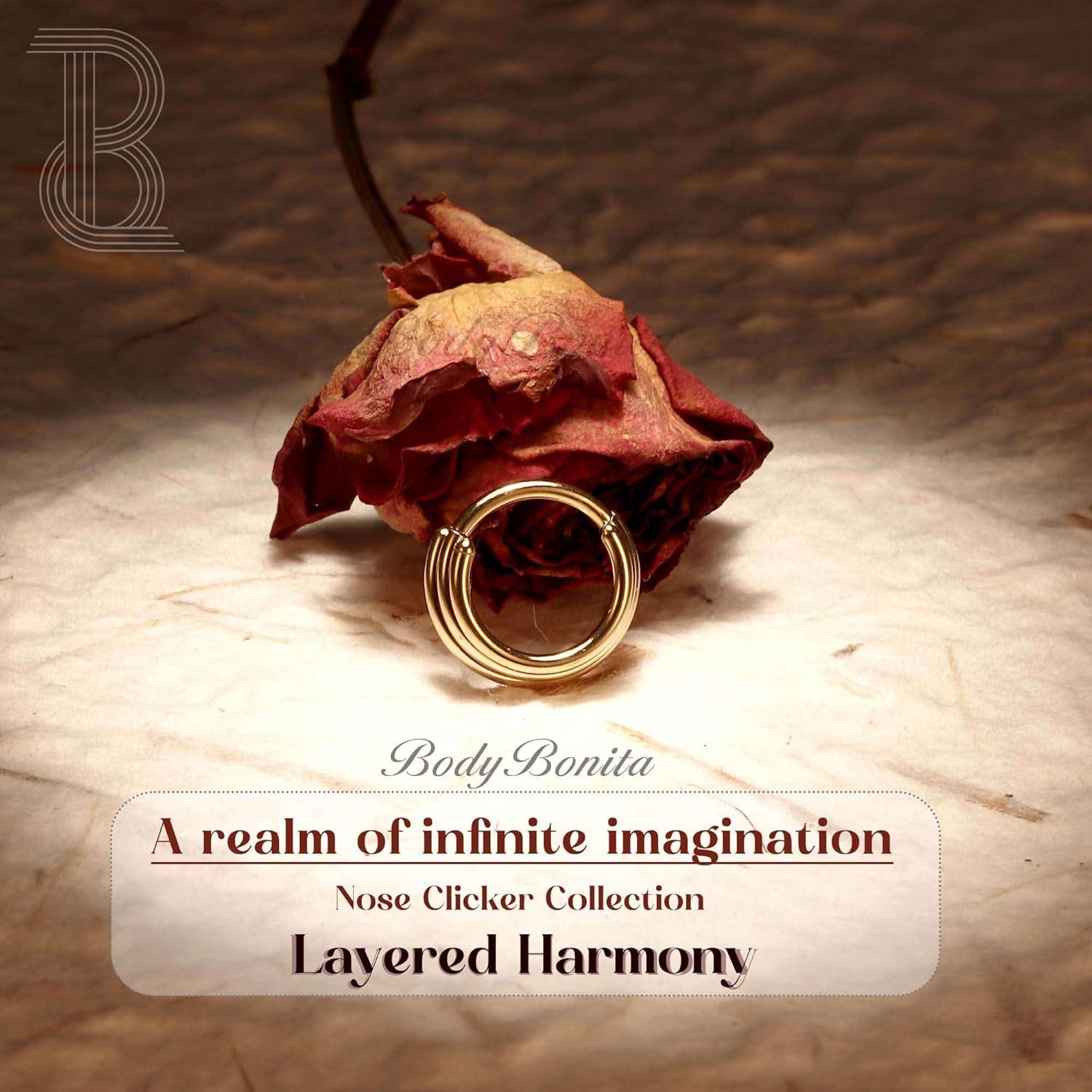 imageBodyBonita Septum Rings 16G 316L Stainless Steel Nose Rings Hoops for Women Septum Piercing Jewelry 8mm 10mmLayered HarmonyGoldSilver