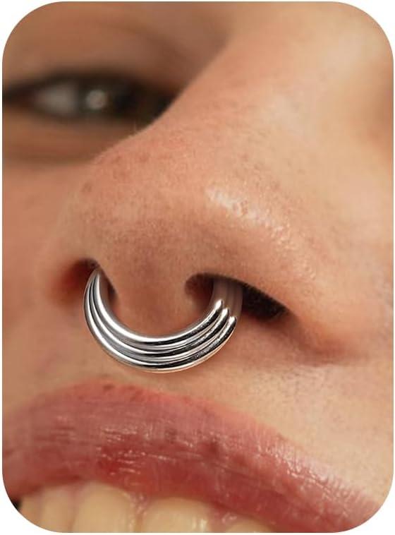 imageBodyBonita Septum Rings 16G 316L Stainless Steel Nose Rings Hoops for Women Septum Piercing Jewelry 8mm 10mmLayered HarmonyGoldSilver