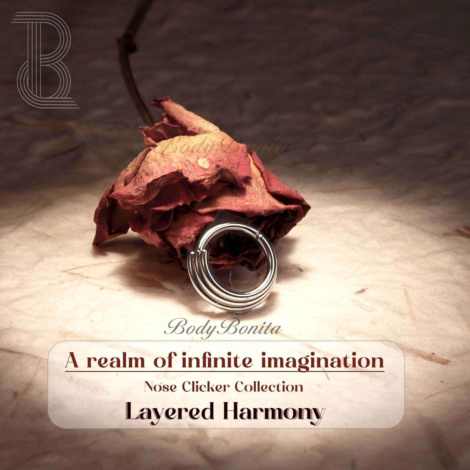 imageBodyBonita Septum Rings 16G 316L Stainless Steel Nose Rings Hoops for Women Septum Piercing Jewelry 8mm 10mmLayered HarmonyGoldSilver