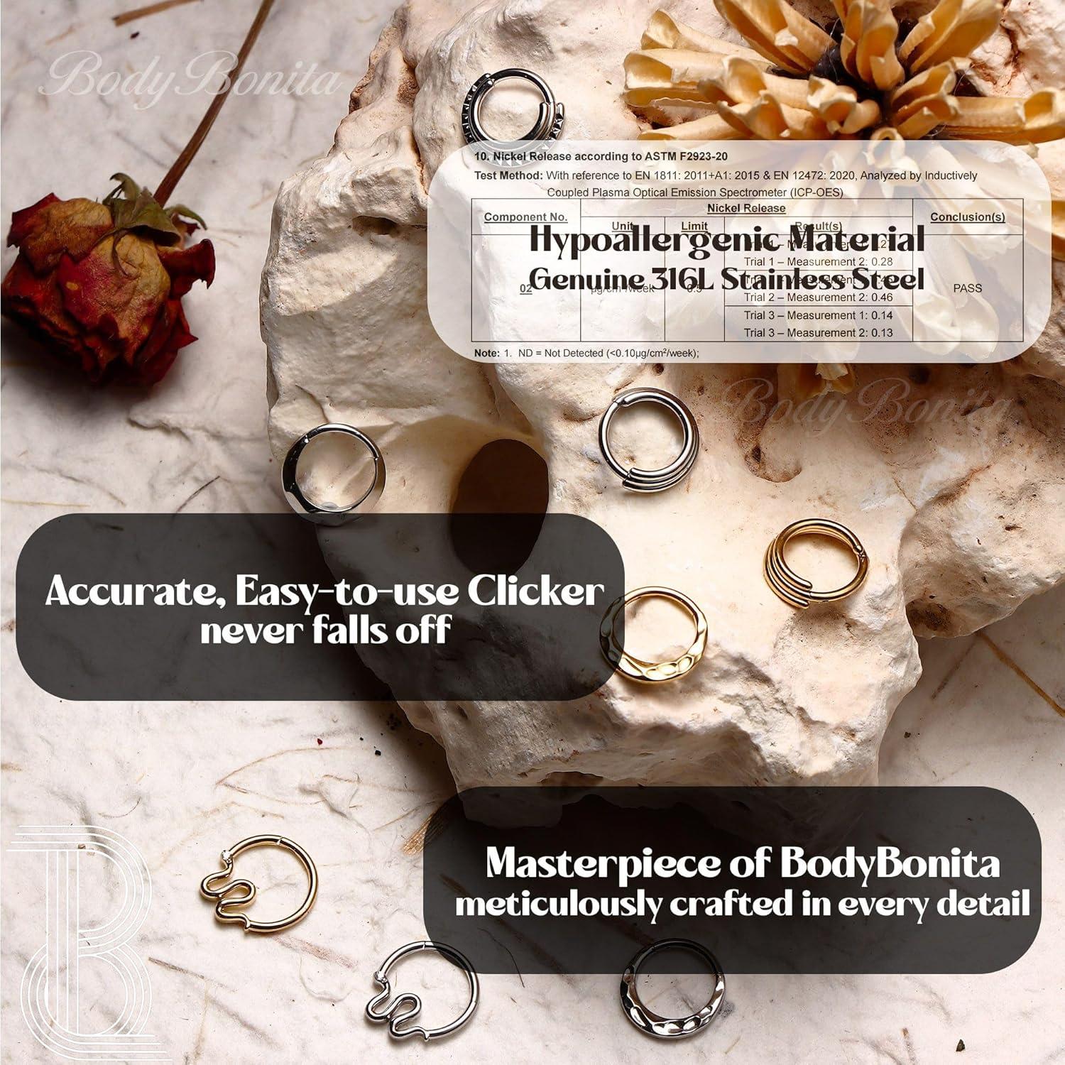 imageBodyBonita Septum Rings 16G 316L Stainless Steel Nose Rings Hoops for Women Septum Piercing Jewelry 8mm 10mmModern MajestySilver