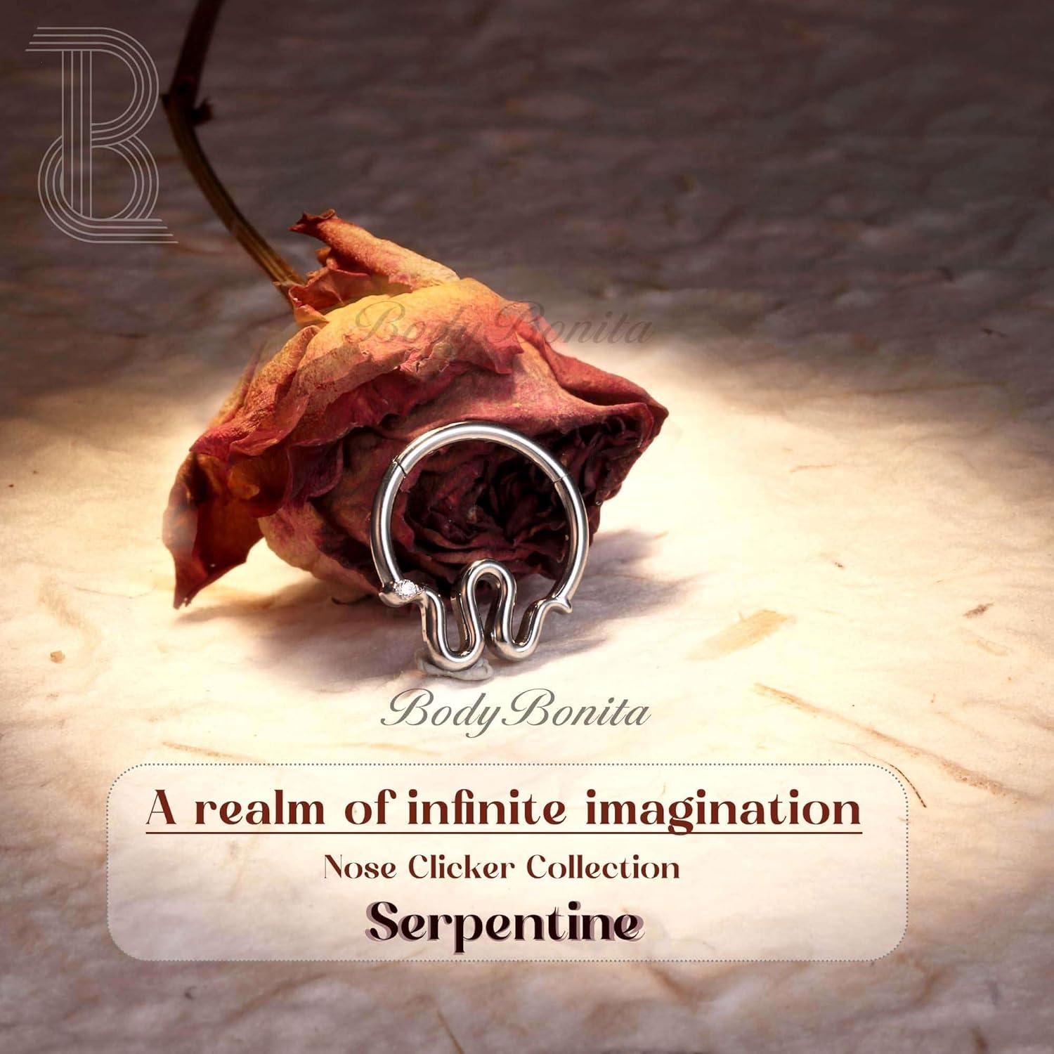 imageBodyBonita Septum Rings 16G 316L Stainless Steel Nose Rings Hoops for Women Septum Piercing Jewelry 8mm 10mmSerpentineGoldSilver