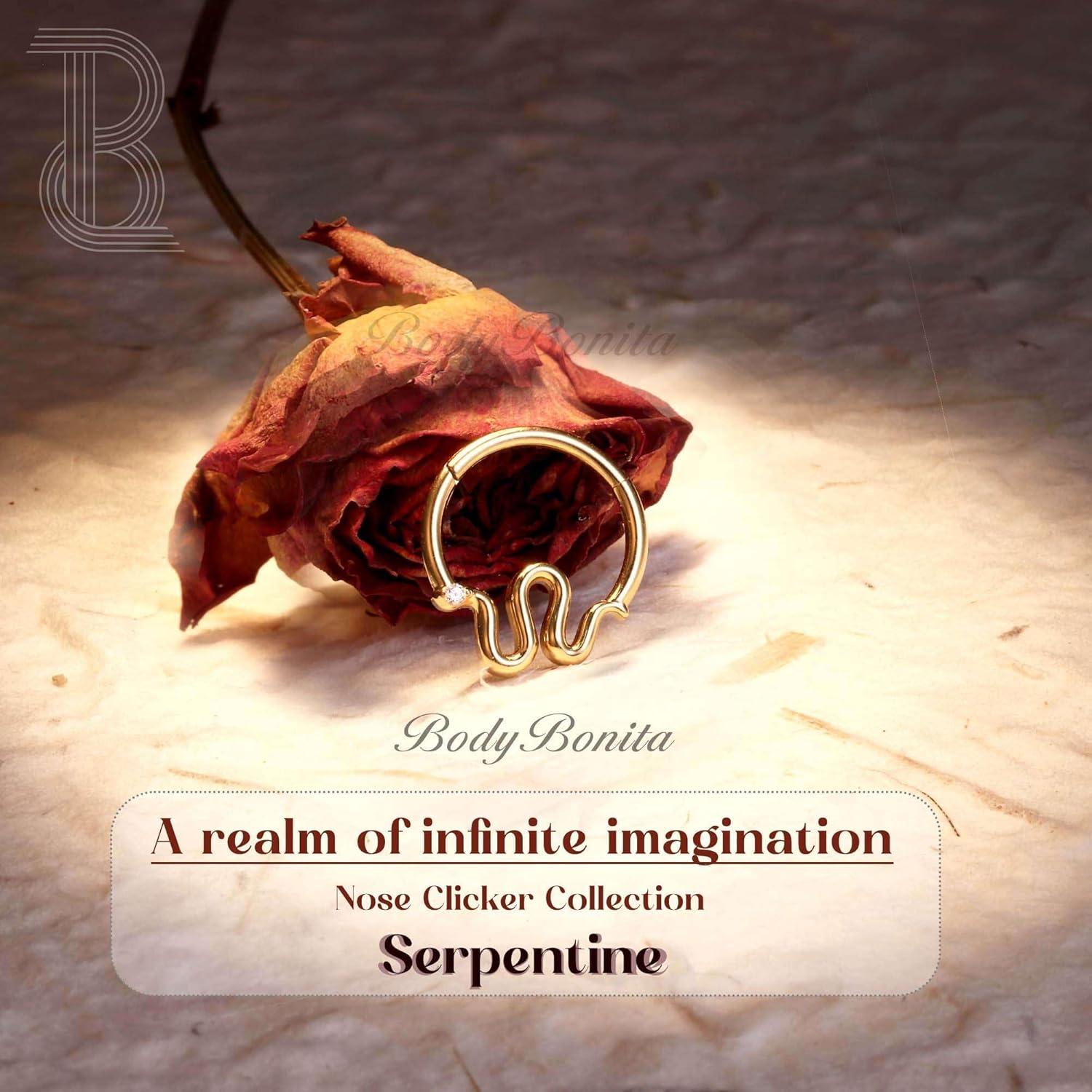 imageBodyBonita Septum Rings 16G 316L Stainless Steel Nose Rings Hoops for Women Septum Piercing Jewelry 8mm 10mmSerpentineGoldSilver