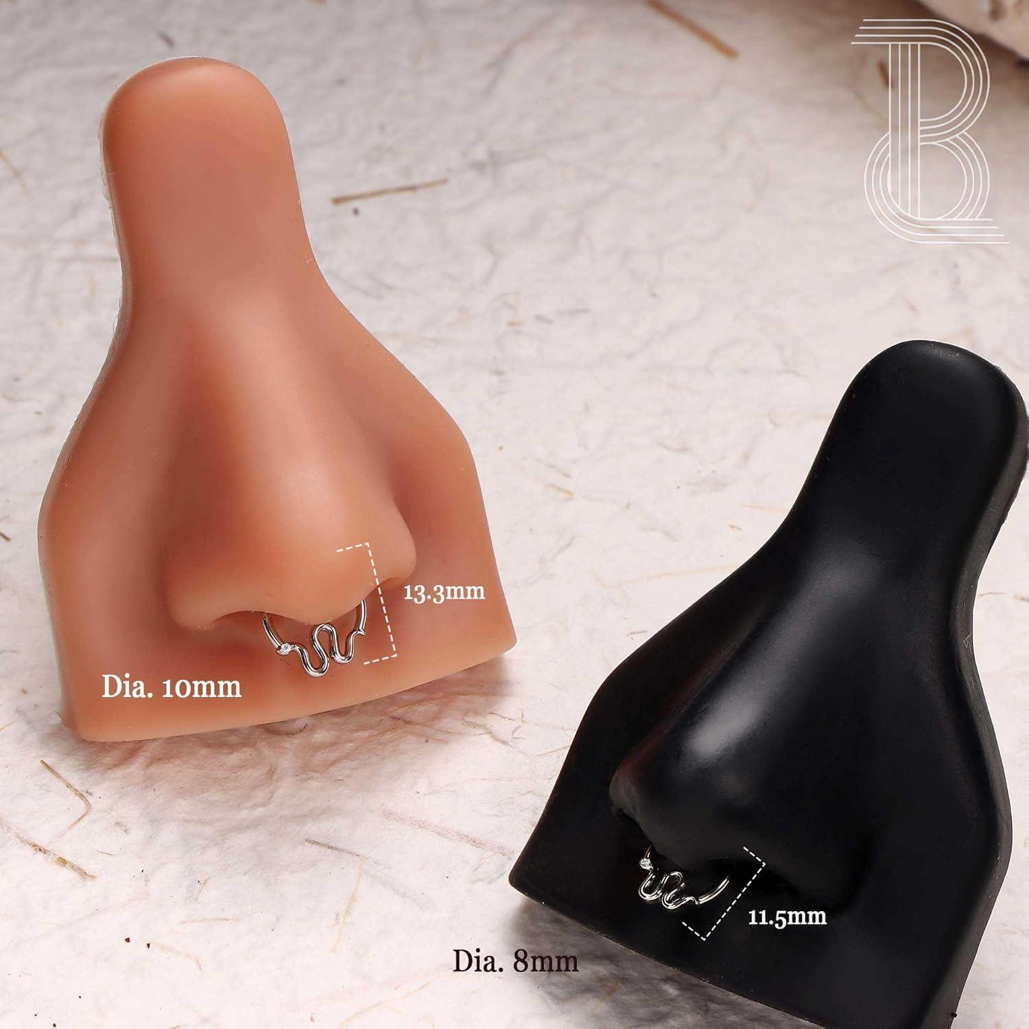 imageBodyBonita Septum Rings 16G 316L Stainless Steel Nose Rings Hoops for Women Septum Piercing Jewelry 8mm 10mmSerpentineGoldSilver