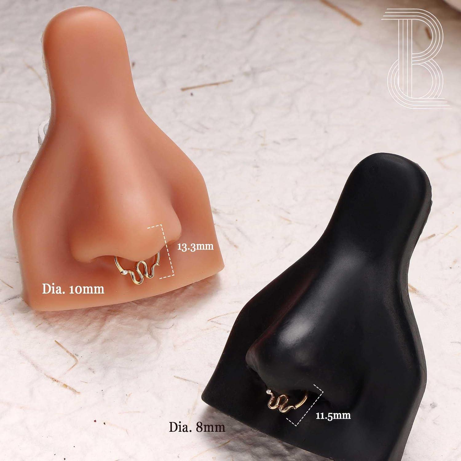 imageBodyBonita Septum Rings 16G 316L Stainless Steel Nose Rings Hoops for Women Septum Piercing Jewelry 8mm 10mmSerpentineGoldSilver