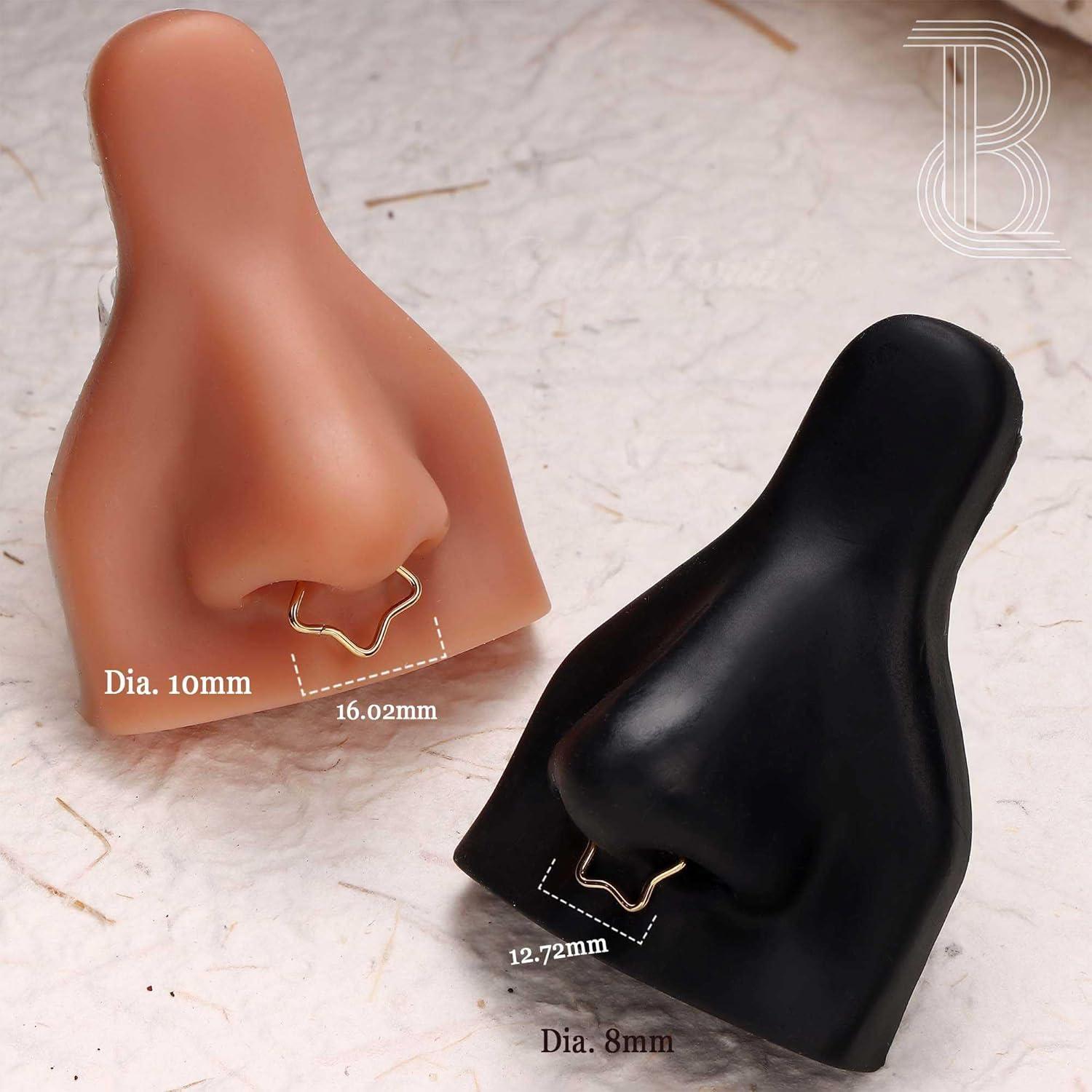 imageBodyBonita Septum Rings 16G 316L Stainless Steel Nose Rings Hoops for Women Septum Piercing Jewelry 8mm 10mmStarGoldSilver