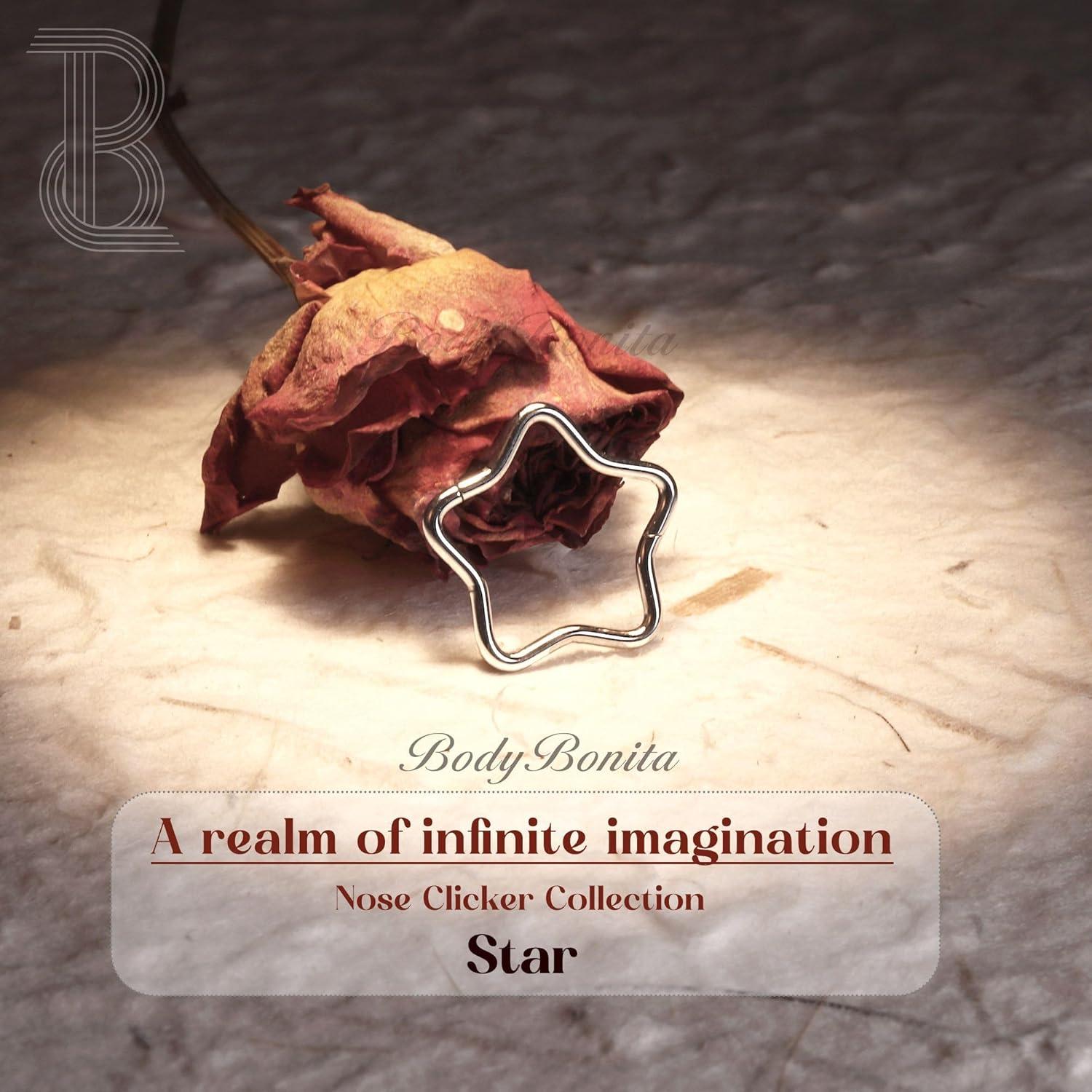 imageBodyBonita Septum Rings 16G 316L Stainless Steel Nose Rings Hoops for Women Septum Piercing Jewelry 8mm 10mmStarGoldSilver