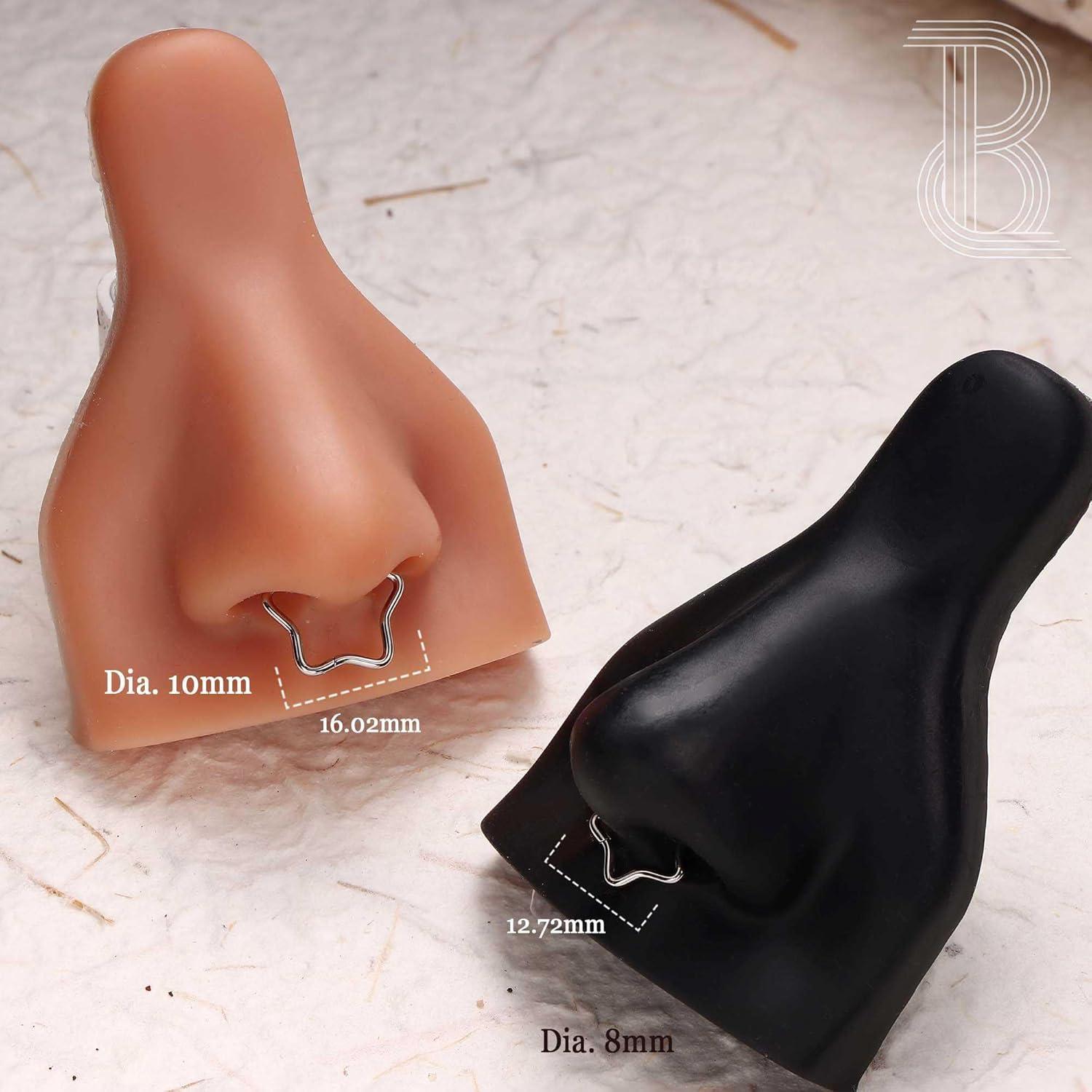 imageBodyBonita Septum Rings 16G 316L Stainless Steel Nose Rings Hoops for Women Septum Piercing Jewelry 8mm 10mmStarGoldSilver