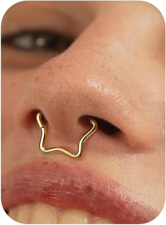 imageBodyBonita Septum Rings 16G 316L Stainless Steel Nose Rings Hoops for Women Septum Piercing Jewelry 8mm 10mmStarGoldSilver