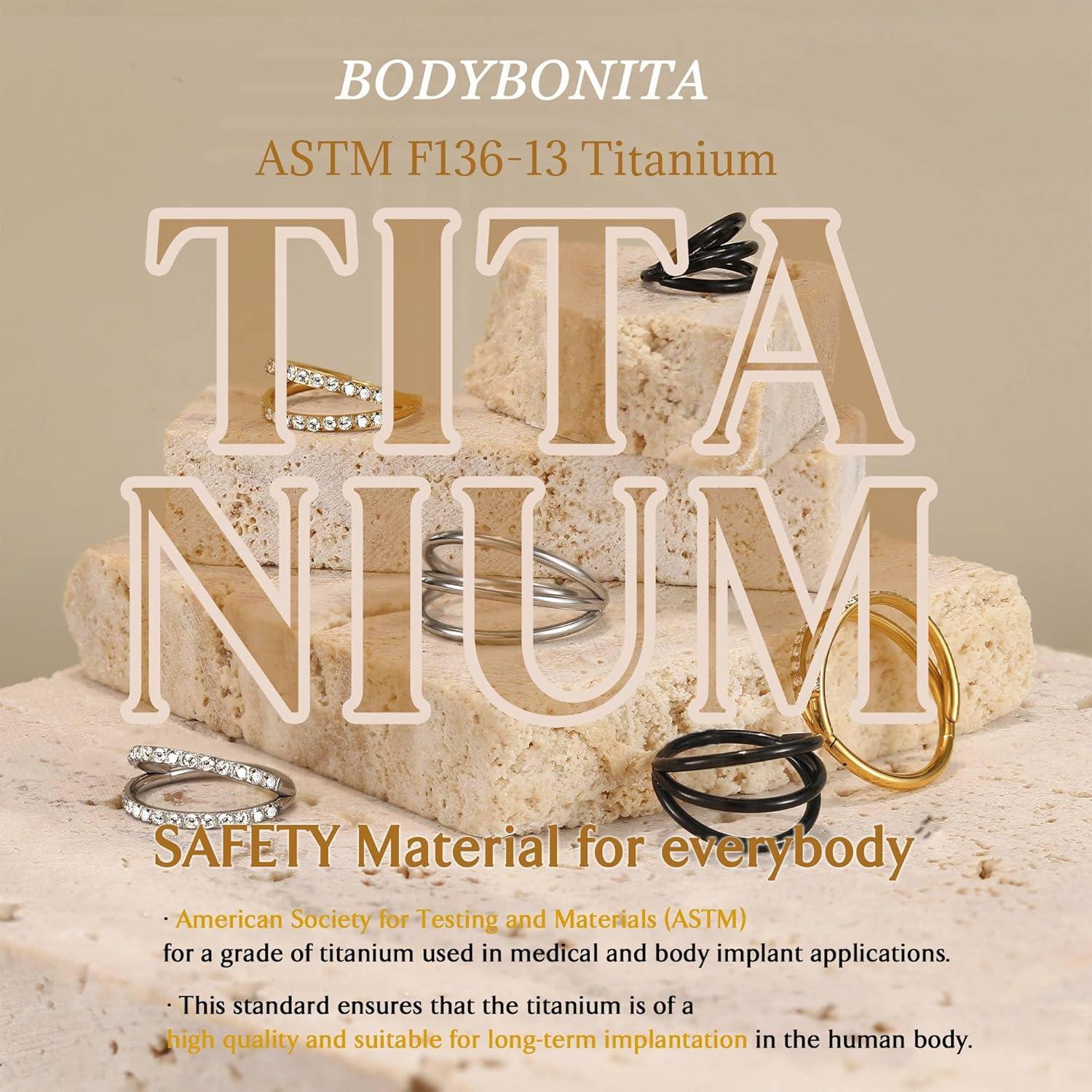 imageBodyBonita TripleDouble Hoop Nose Ring G23 Titanium Septum Rings 161820G CZ Nose Piercings Jewelry Conch Helix Daith Rook Tragus Cartilage Earring Hinged Nostril Piercing Gold PlatedBlackSilverBlackDouble Hoop