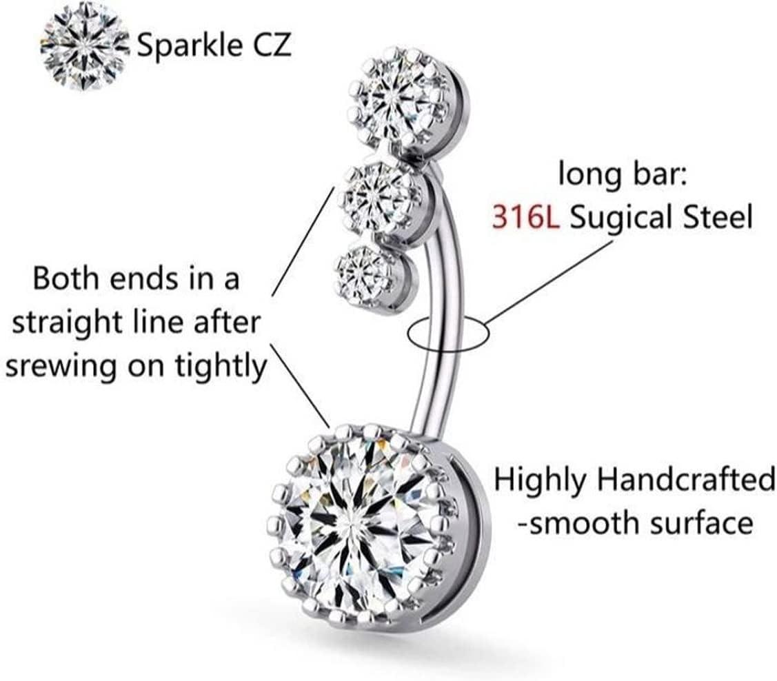 imageIncaton 14G 5Pcs Belly Button Rings for Women Stainless Steel Snake Butterfly Devil Heart Clear CZ Curved Barbell Navel Rings Piercing