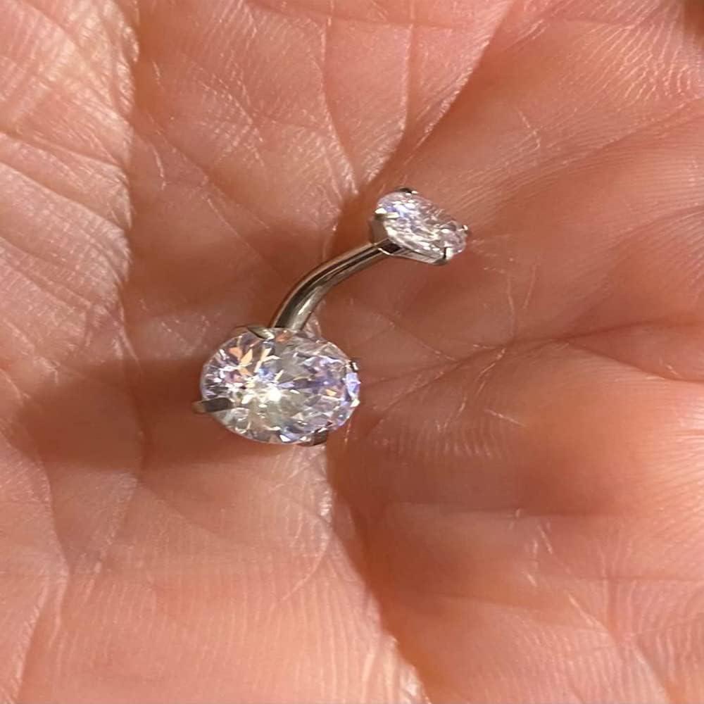 imageIncaton 14G Belly Button Ring Surgical Stainless Steel Round Cubic Zirconia Navel Barbell Belly Rings For Women 681012mm3PC ClearPurpleBlue 8mm