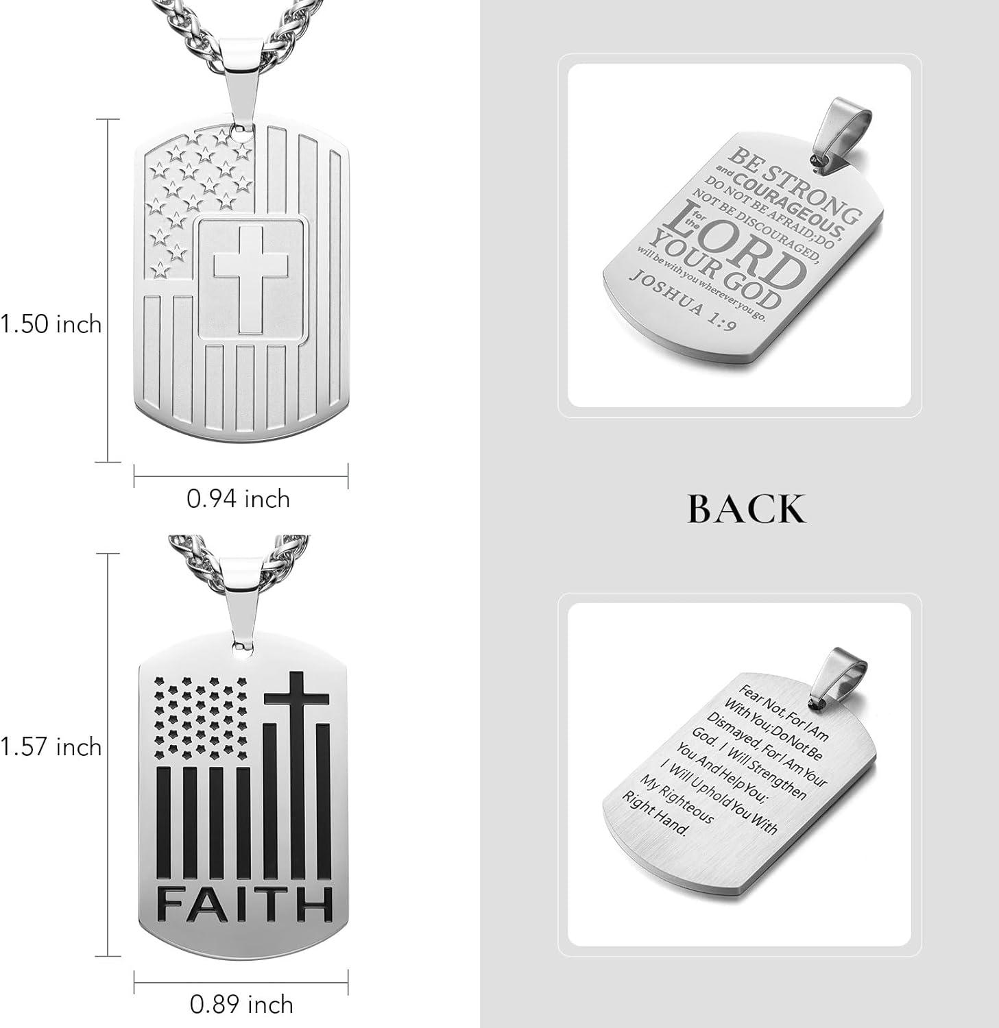 imageKing Will 20quot Stainless Steel Necklace with Two Alternative Pendants Cross PendentNational Flag Style Silver Three Ways to Wear Necklace OnlyWith PendaentWith Ring Not IncludeNational Flag