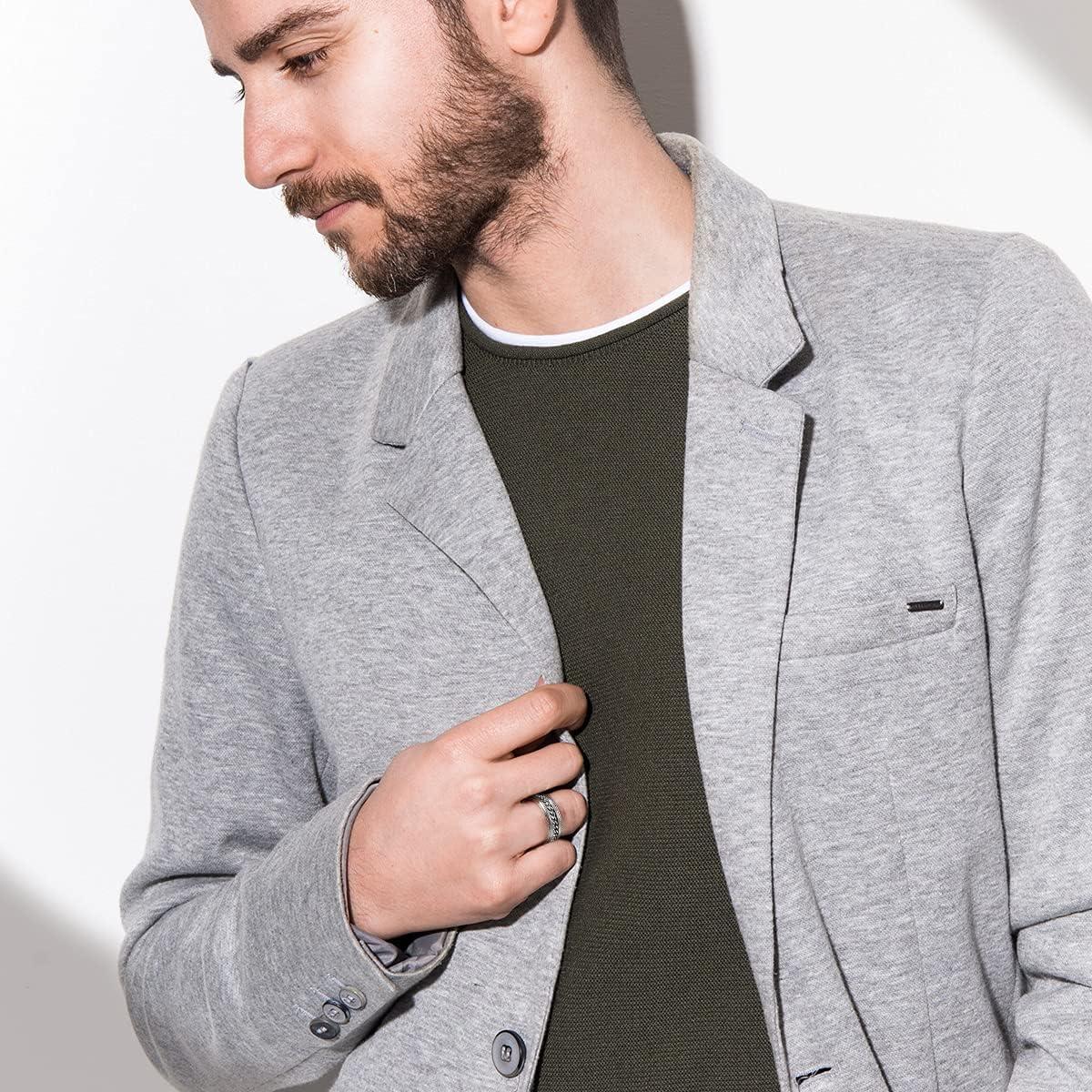 imageKing Will 316L Stainless Steel Fidget Ring for Men Women8mm Width with Stylish Chain Inlay Spinner Ring Stress Relief Durable Wedding Band Comfort Fit Size 416ASilver Plated