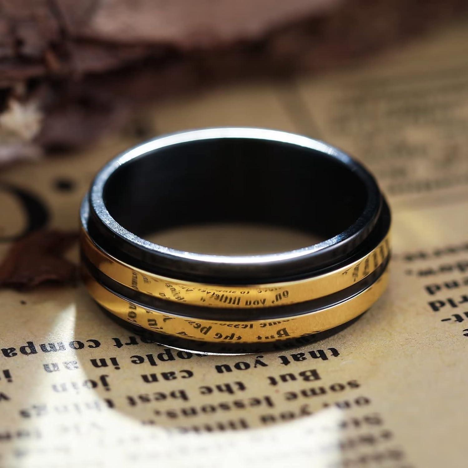 imageKing Will 316L Stainless Steel Spinner Ring for Men Women8mm BlackSilverGold Stress Anxiety Relief Fidget Ring Multiple Styles Wedding Band Comfort Fit Size 416DGroovedTwo Gold line