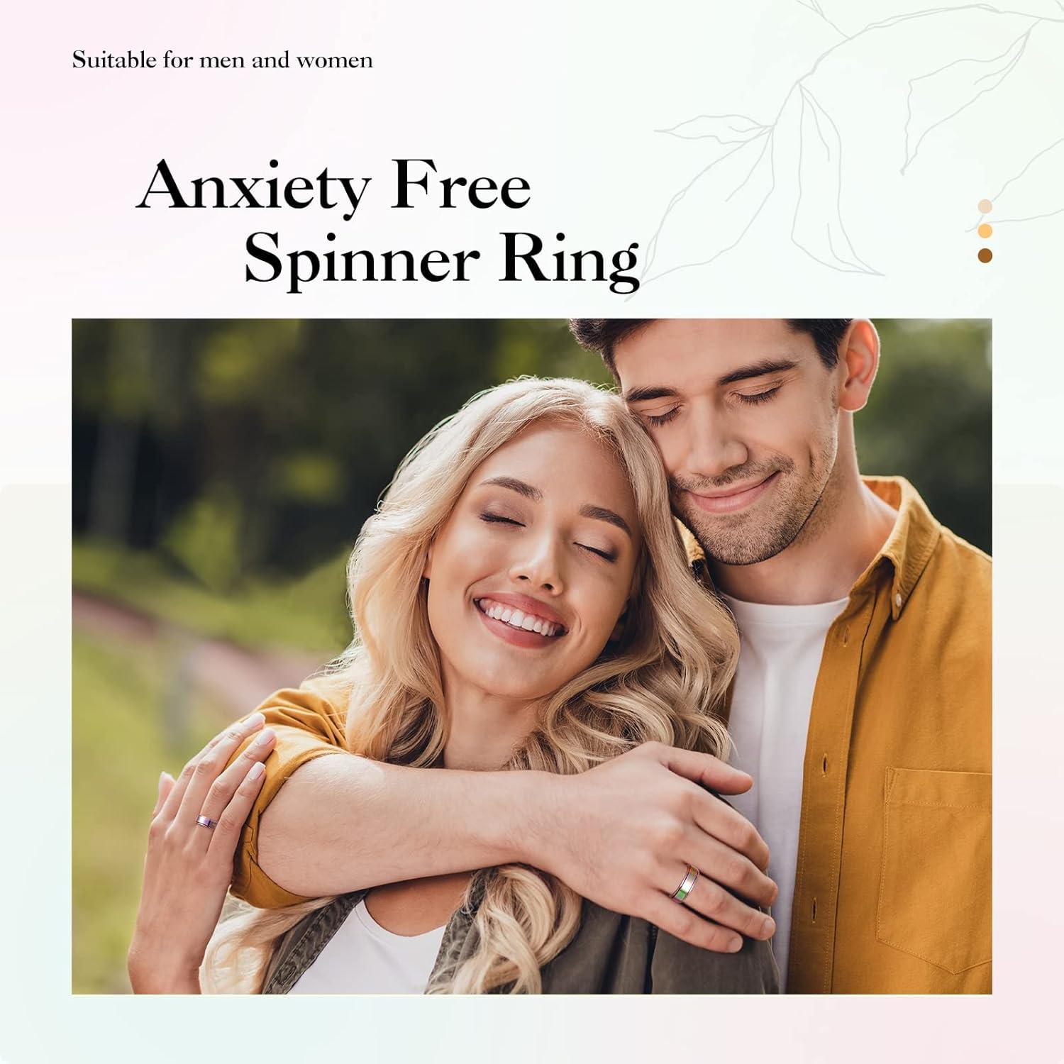 imageKing Will 316L Stainless Steel Spinner Ring for Men Women8mm BlackSilverGold Stress Anxiety Relief Fidget Ring Multiple Styles Wedding Band Comfort Fit Size 416CPolished Rainbow