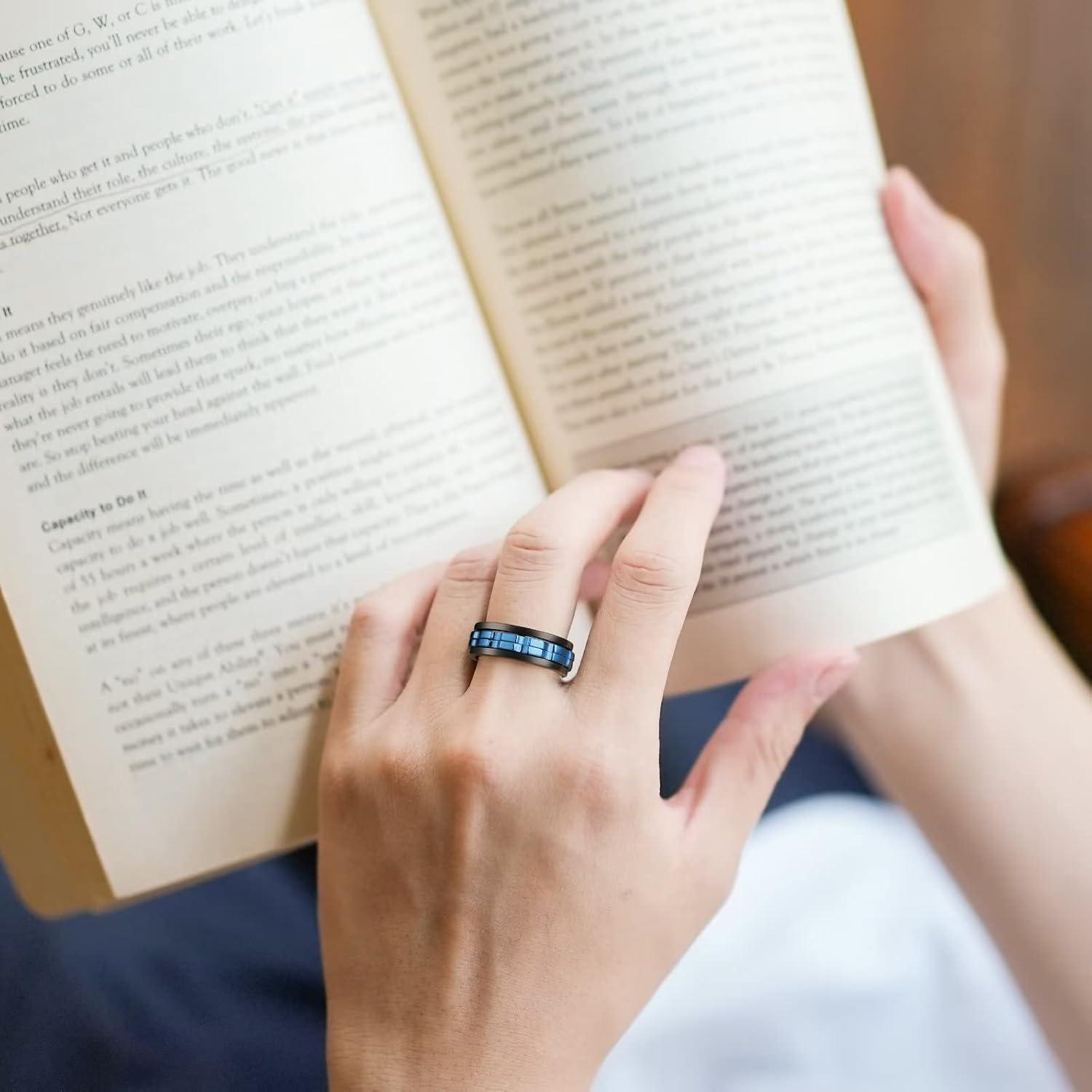 imageKing Will 316L Stainless Steel Spinner Ring for Men8mm Gear Fidget Spinner Ring in Multicolors Anxiety Relief and Stress Free Wedding Band Comfort Fit Size 414BlackBlue Gear