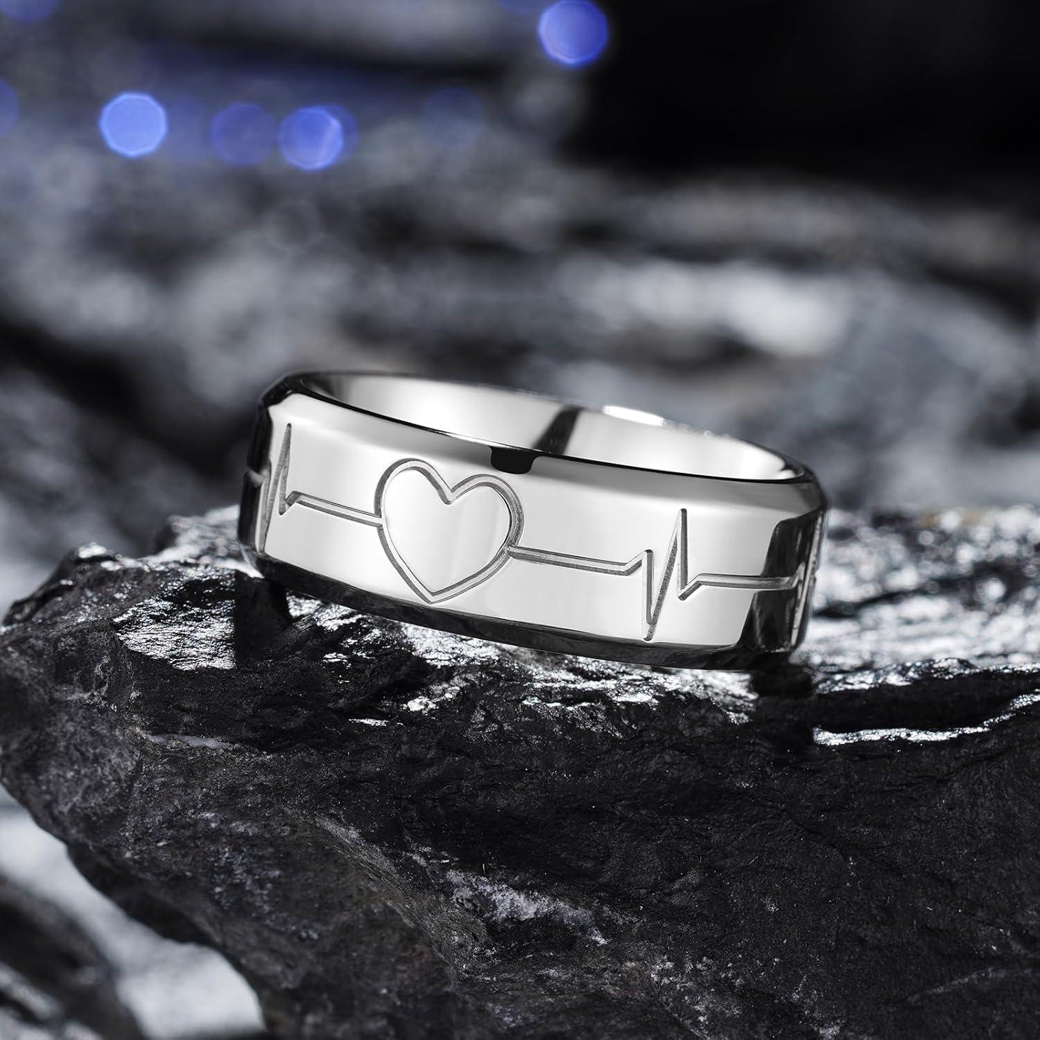 imageKing Will 316L Stainless Steel Wedding Band for Men Women Celtic Knots and Nature Style Design Wedding Ring in Multicolor Available Comfort Fit Size 714SliverLove Pattern