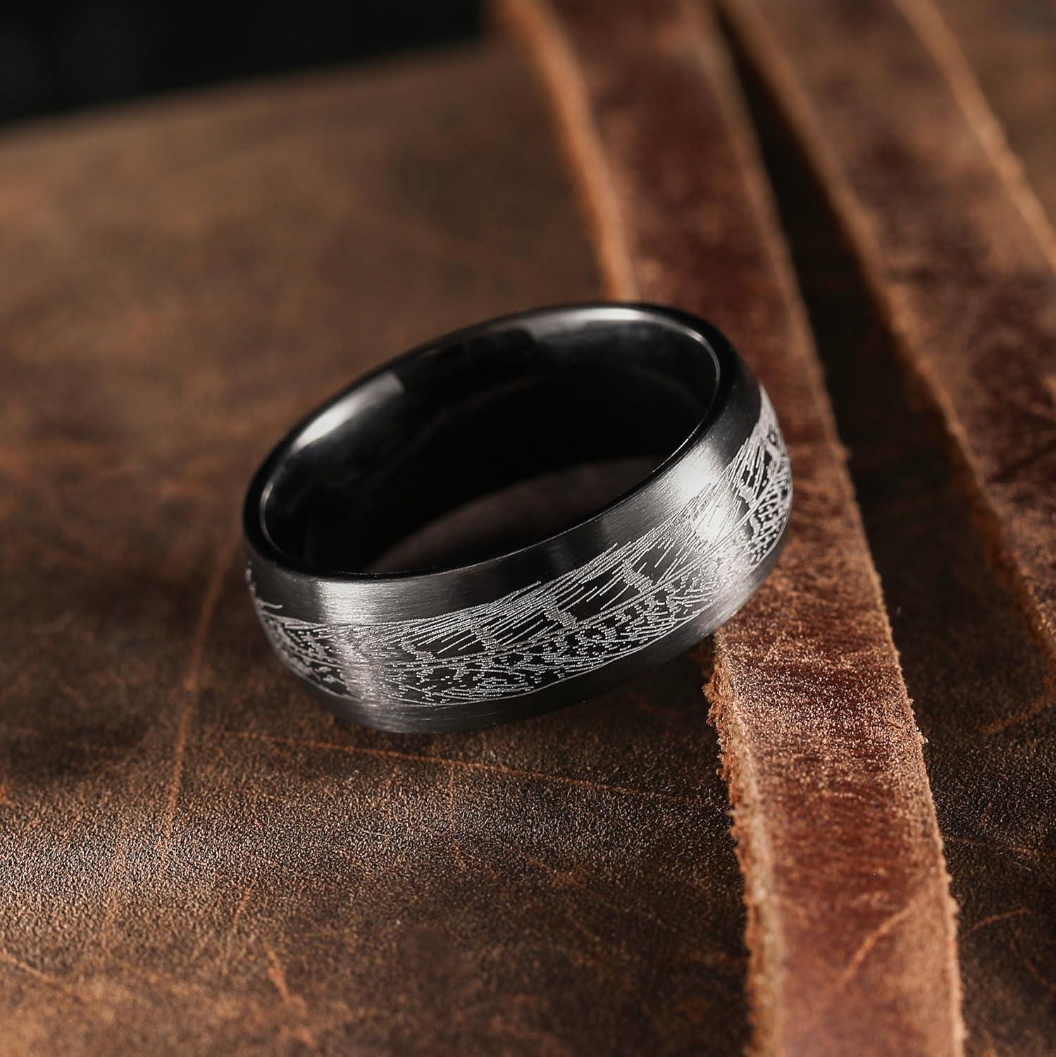 imageKing Will 316L Stainless Steel Wedding Band for Men Women Celtic Knots and Nature Style Design Wedding Ring in Multicolor Available Comfort Fit Size 714GunmetalLeaves