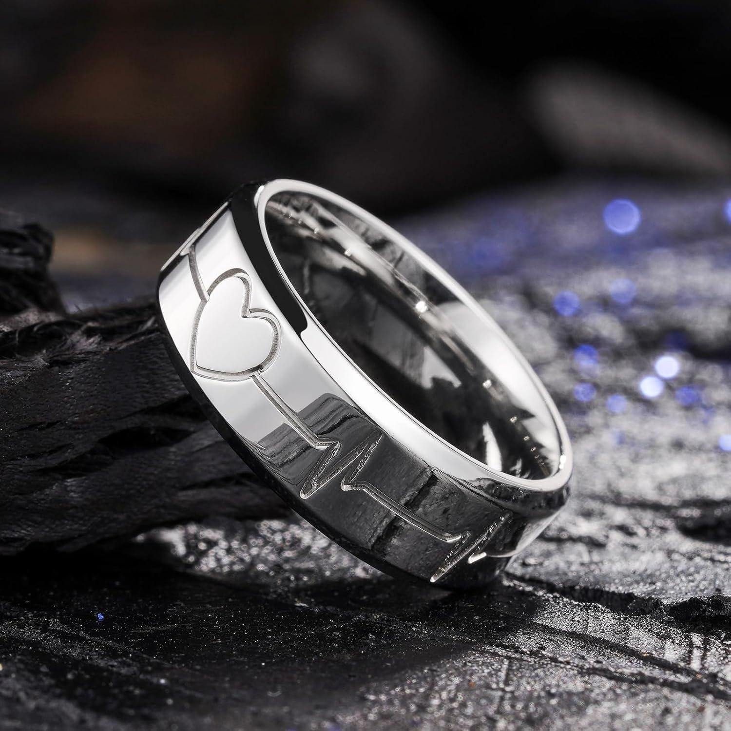 imageKing Will 316L Stainless Steel Wedding Band for Men Women Celtic Knots and Nature Style Design Wedding Ring in Multicolor Available Comfort Fit Size 714SliverLove Pattern