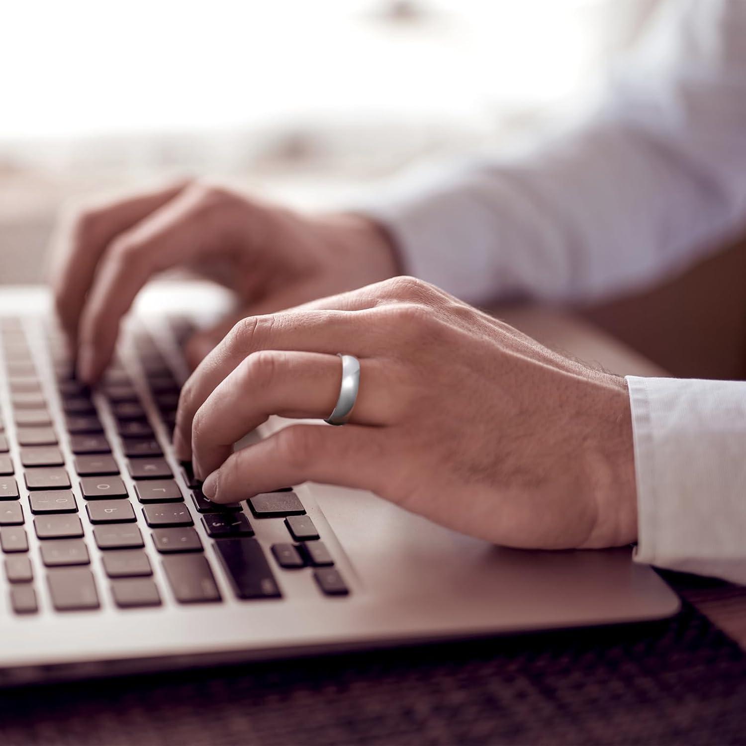 imageKing Will 316L Stainless Steel Wedding Band for Men Women28mm Width Wedding Ring in BlackSliverGold Plated Laser I Love You High Polished Dome Style Promise Ring Comfort Fit Size 415ASliverPlated6mm