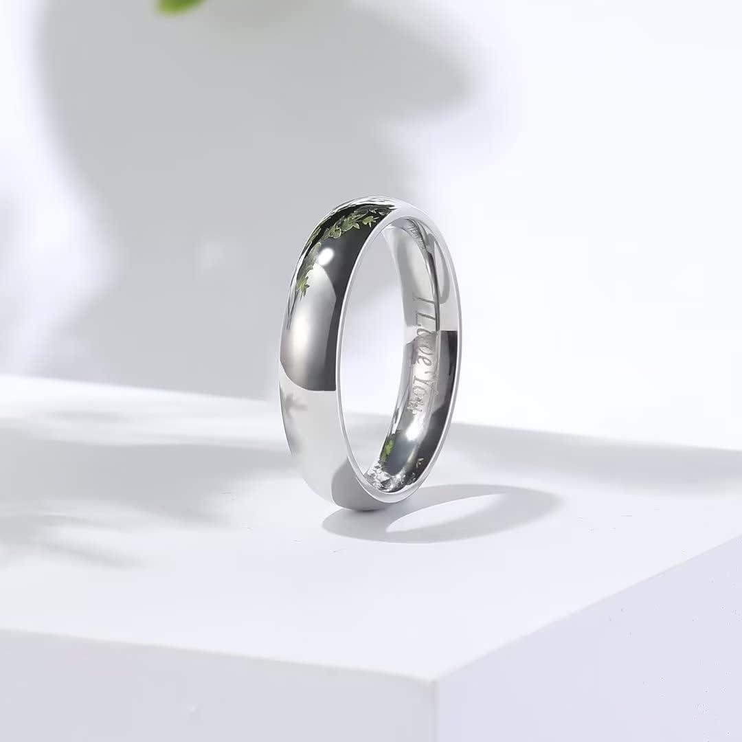 imageKing Will 316L Stainless Steel Wedding Band for Men Women28mm Width Wedding Ring in BlackSliverGold Plated Laser I Love You High Polished Dome Style Promise Ring Comfort Fit Size 415ASliverPlated5mm