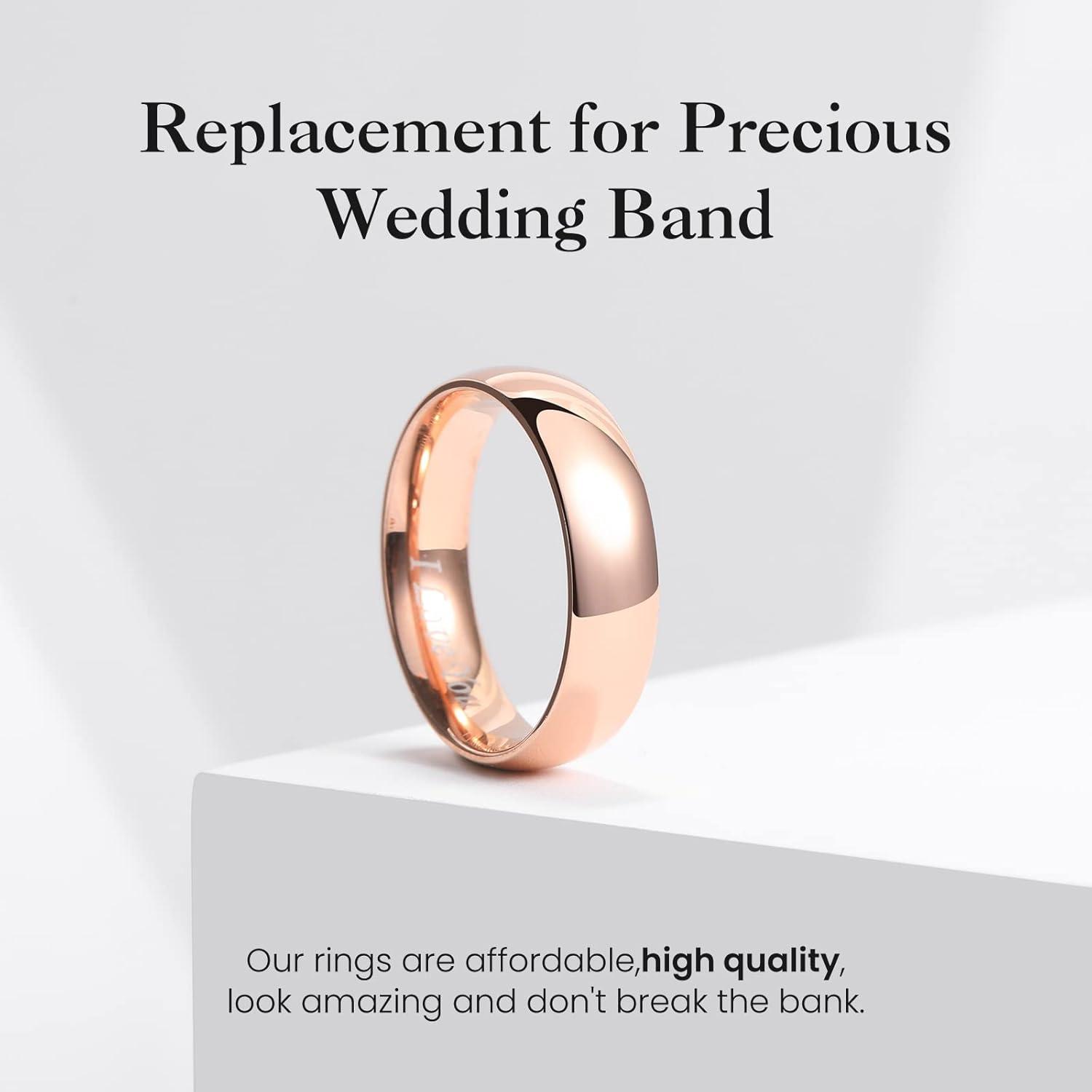 imageKing Will 316L Stainless Steel Wedding Band for Men Women28mm Width Wedding Ring in BlackSliverGold Plated Laser I Love You High Polished Dome Style Promise Ring Comfort Fit Size 415CRose GoldPlated6mm
