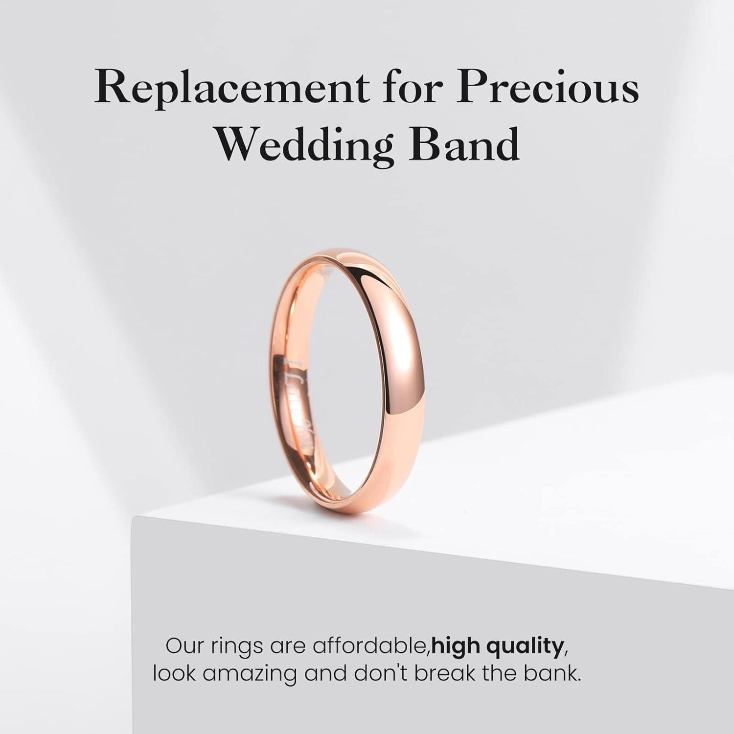 imageKing Will 316L Stainless Steel Wedding Band for Men Women28mm Width Wedding Ring in BlackSliverGold Plated Laser I Love You High Polished Dome Style Promise Ring Comfort Fit Size 415CRose Gold Plated4mm