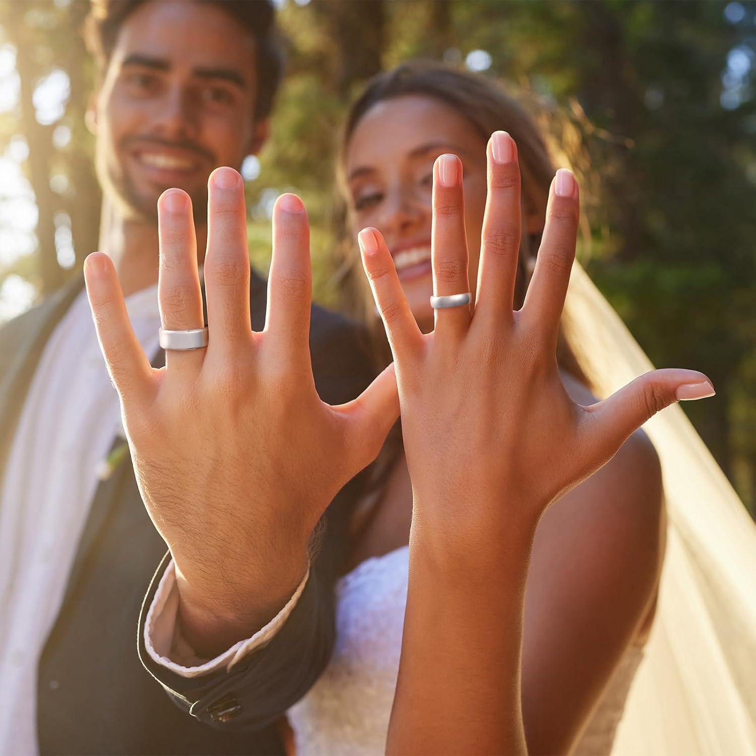 imageKing Will 316L Stainless Steel Wedding Band for Men Women28mm Width Wedding Ring in BlackSliverGold Plated Laser I Love You High Polished Dome Style Promise Ring Comfort Fit Size 415ASliverPlated6mm