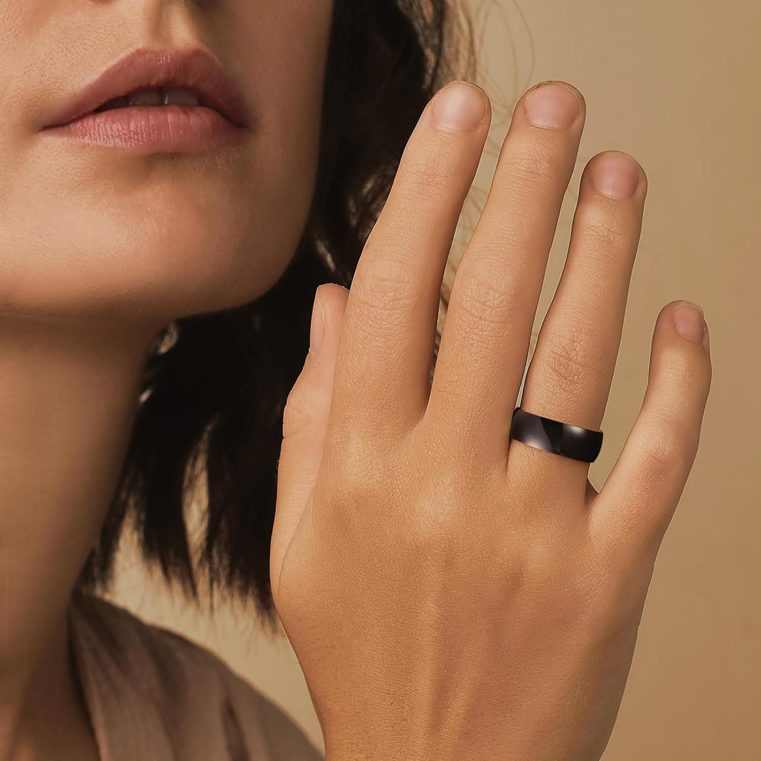 imageKing Will 316L Stainless Steel Wedding Band for Men Women28mm Width Wedding Ring in BlackSliverGold Plated Laser I Love You High Polished Dome Style Promise Ring Comfort Fit Size 415DBlack8mm