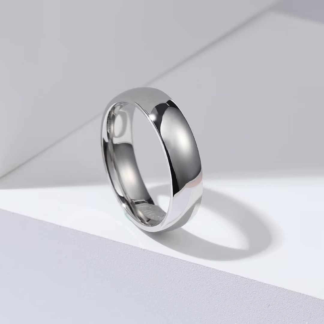 imageKing Will 316L Stainless Steel Wedding Band for Men Women28mm Width Wedding Ring in BlackSliverGold Plated Laser I Love You High Polished Dome Style Promise Ring Comfort Fit Size 415ASliverPlated6mm