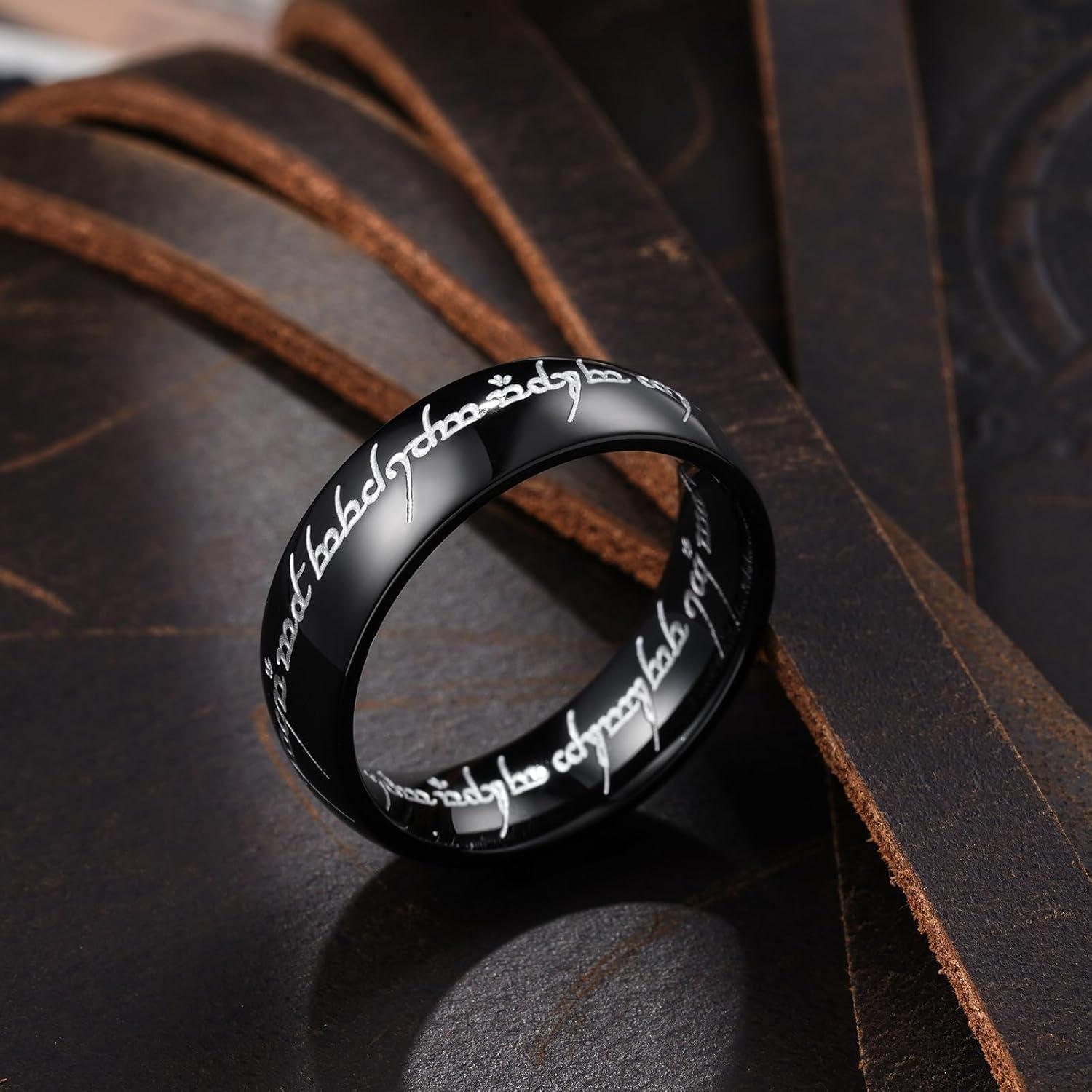 imageKing Will 316L Stainless Steel Wedding Band for Men Women8mm GoldBlackSliver Fidget Spinner Wedding Ring High Polished with Unique Pattern Design Comfort Fit Size 714ABlack