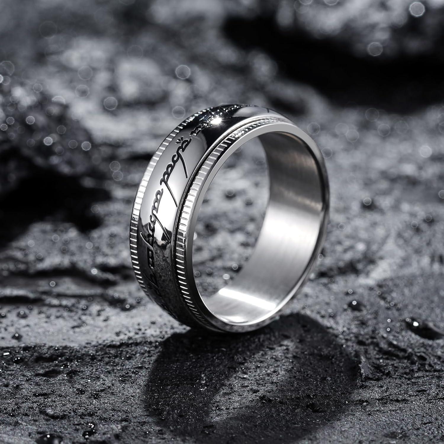 imageKing Will 316L Stainless Steel Wedding Band for Men Women8mm GoldBlackSliver Fidget Spinner Wedding Ring High Polished with Unique Pattern Design Comfort Fit Size 714SpinnerSliver