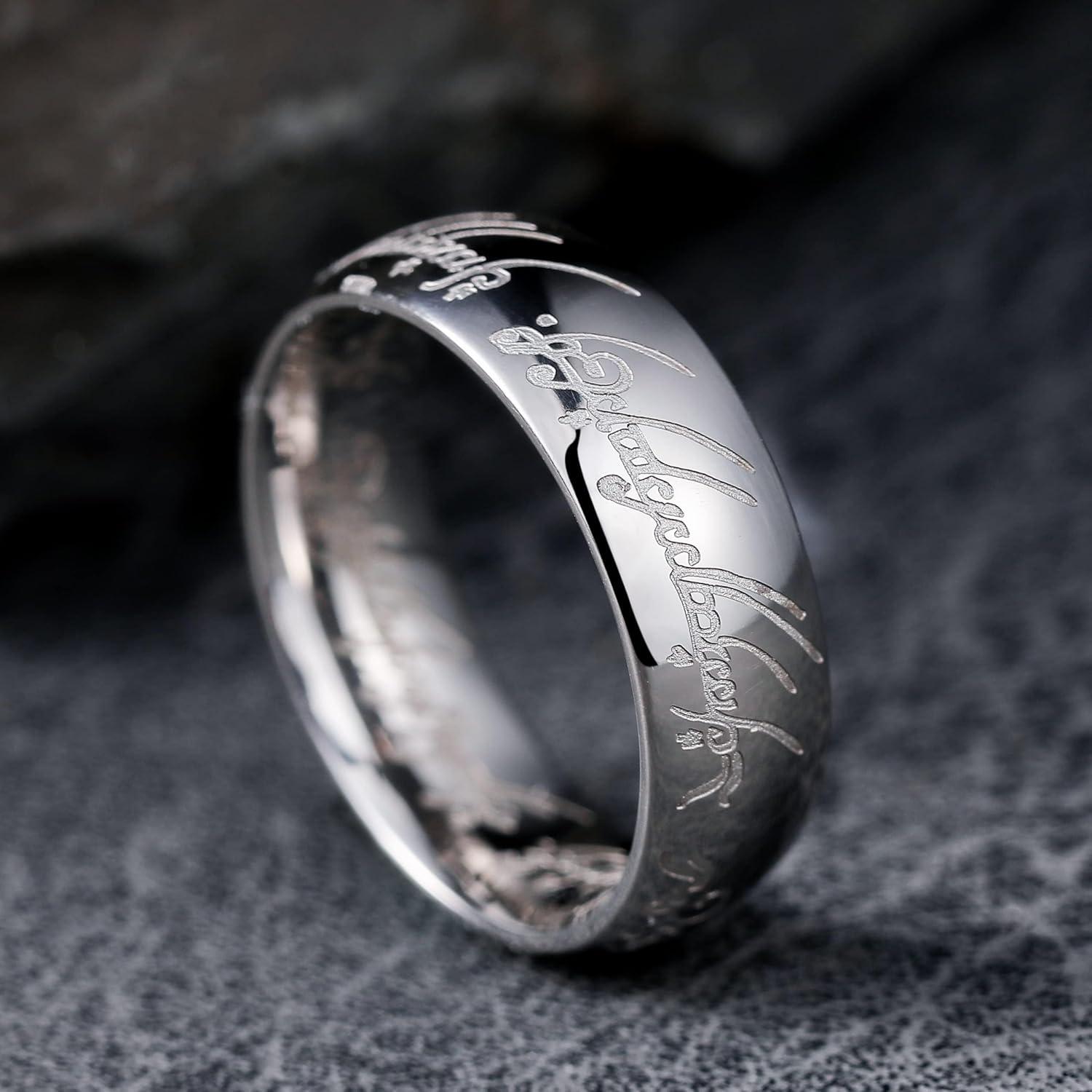 imageKing Will 316L Stainless Steel Wedding Band for Men Women8mm GoldBlackSliver Fidget Spinner Wedding Ring High Polished with Unique Pattern Design Comfort Fit Size 714BAll Sliver