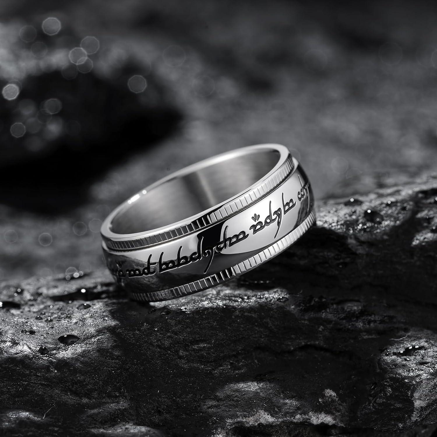 imageKing Will 316L Stainless Steel Wedding Band for Men Women8mm GoldBlackSliver Fidget Spinner Wedding Ring High Polished with Unique Pattern Design Comfort Fit Size 714BSliver