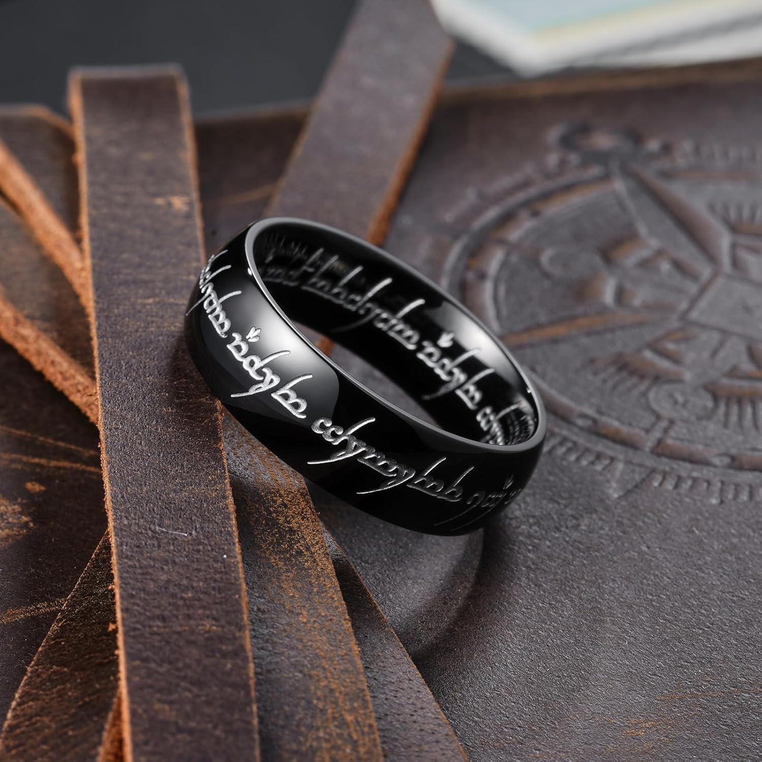 imageKing Will 316L Stainless Steel Wedding Band for Men Women8mm GoldBlackSliver Fidget Spinner Wedding Ring High Polished with Unique Pattern Design Comfort Fit Size 714ABlack