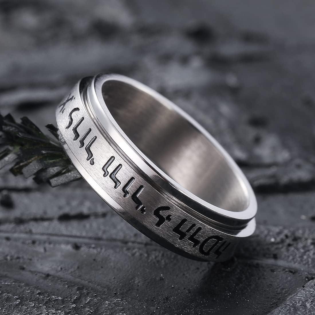 imageKing Will 6mm 8mm Silver Rose Gold Titanium Spinner Ring Fidget Anxiety Ring for Men High Polished Dice PatternLords Prayer Comfort RingEngrave